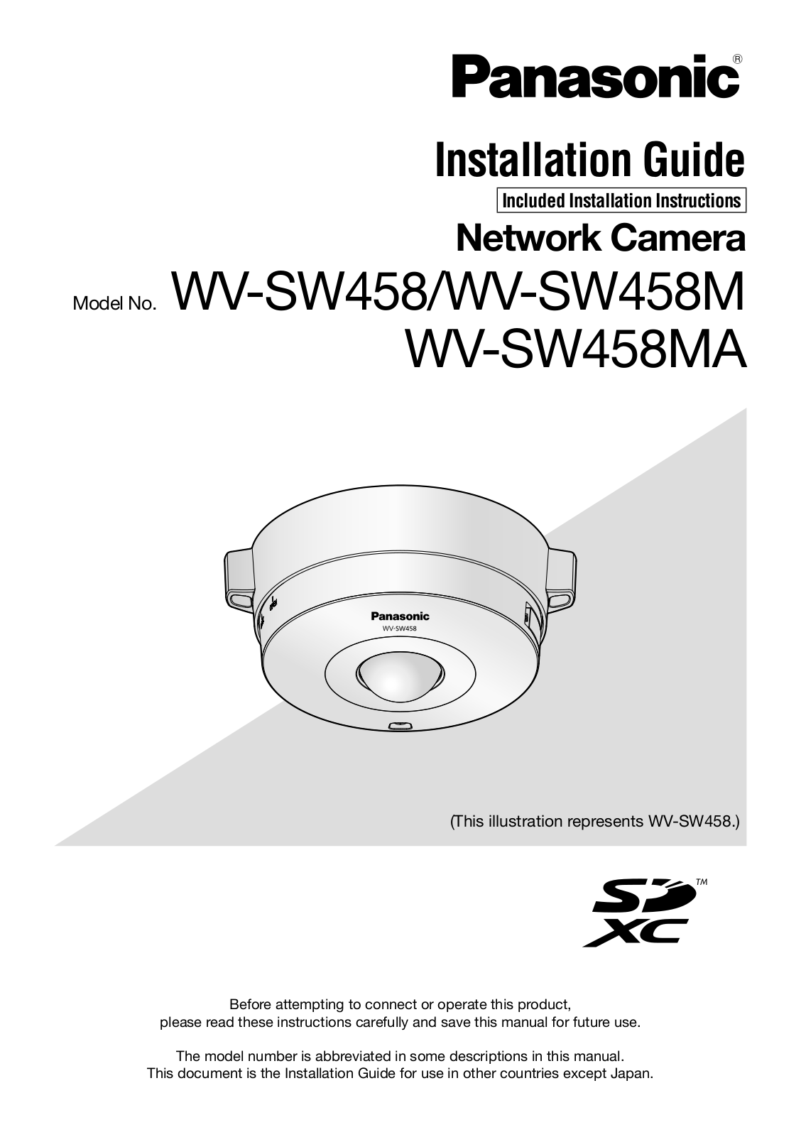 Panasonic WV-SW458MA Installation Guide