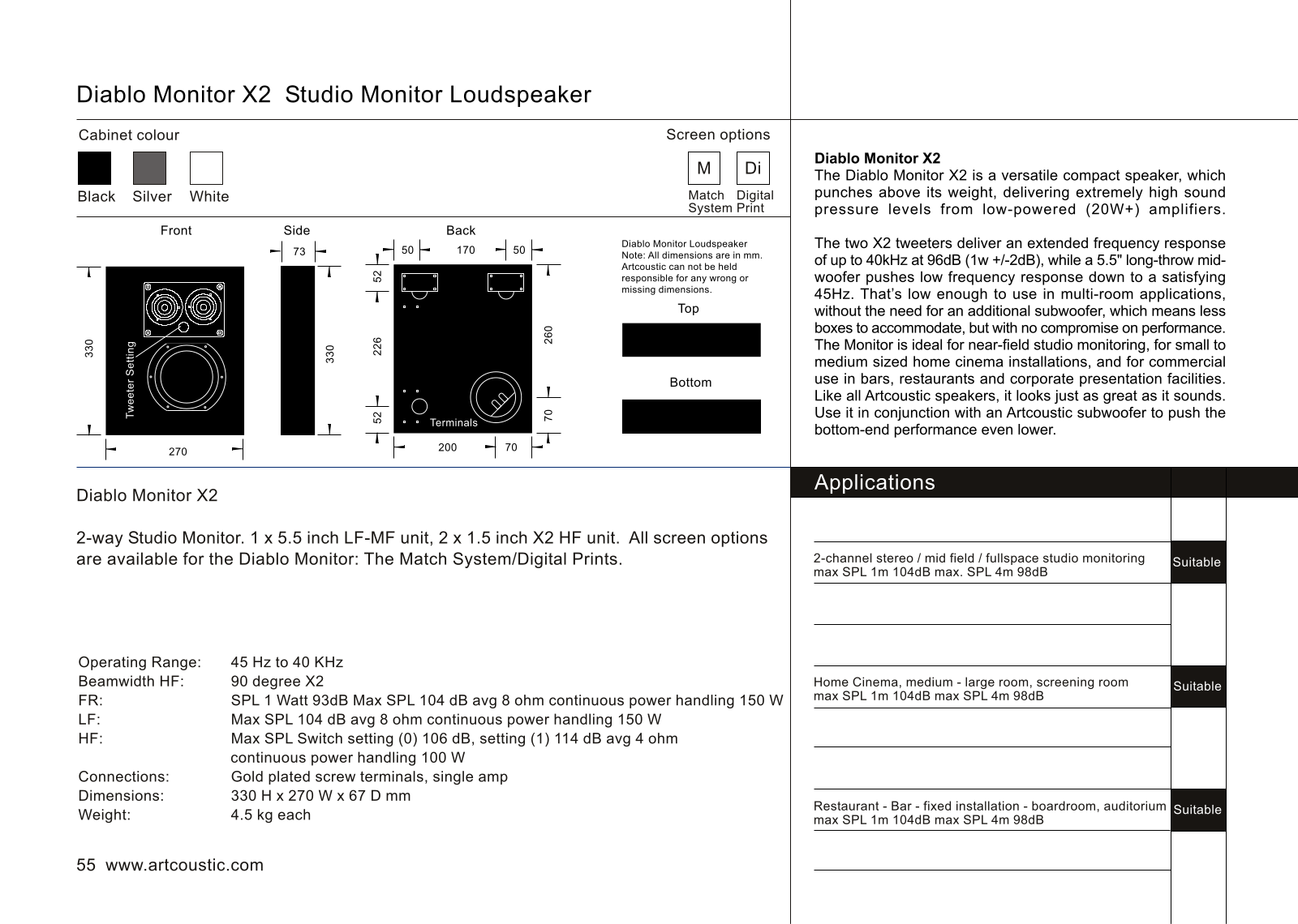 Artcoustic USA Diablo Monitor X-2 Brochure