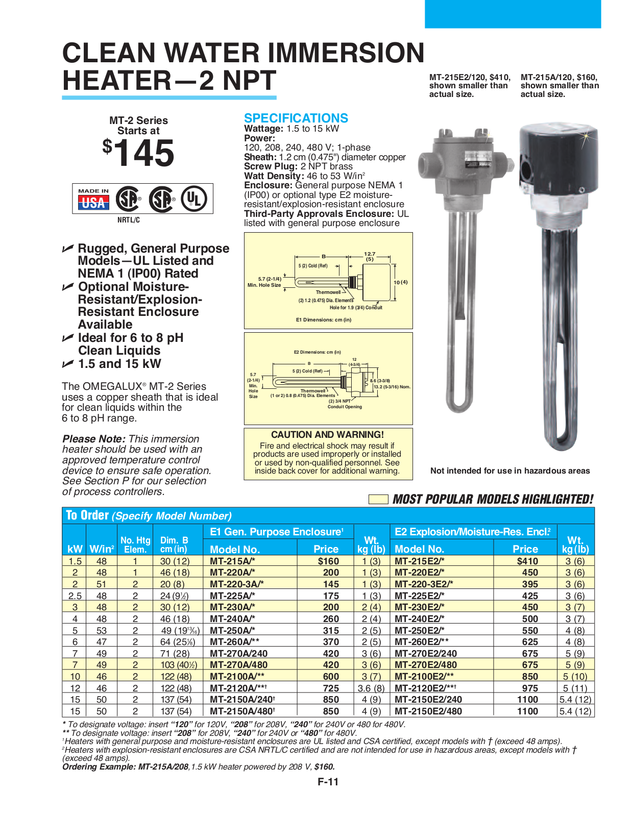 Omega Products MT-2100A-240 User Manual