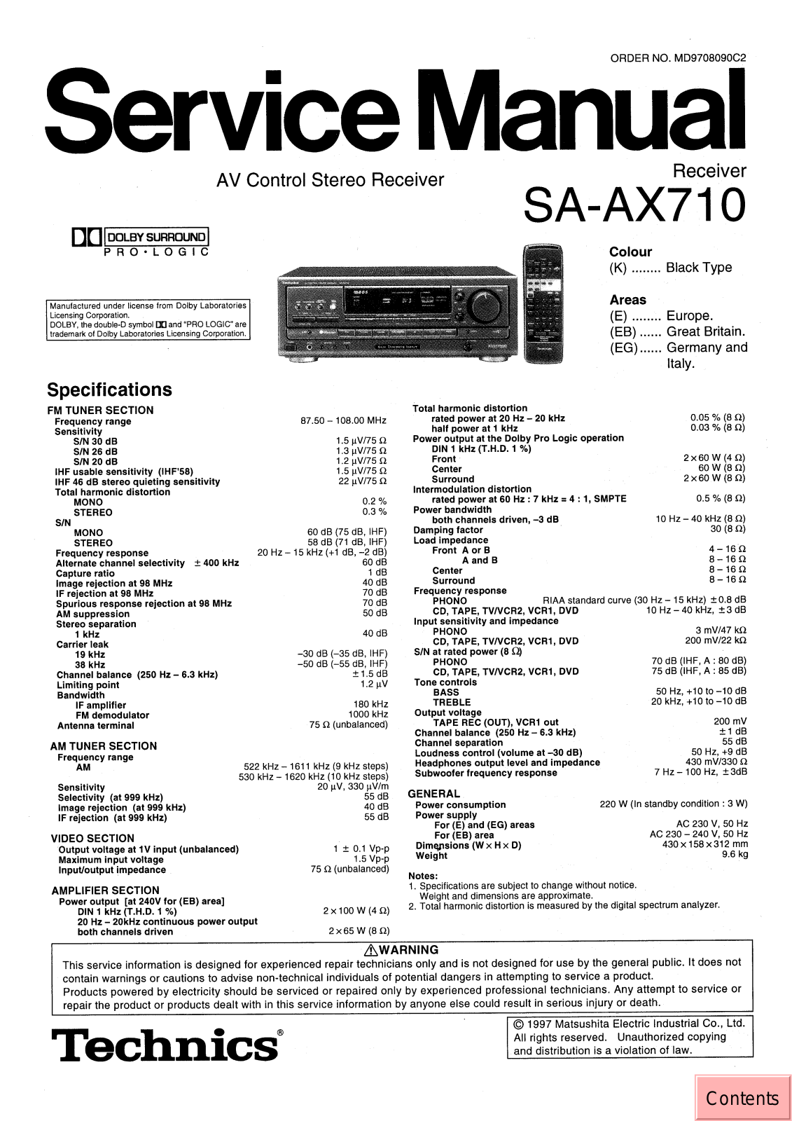 Technics SAAX-710 Service manual