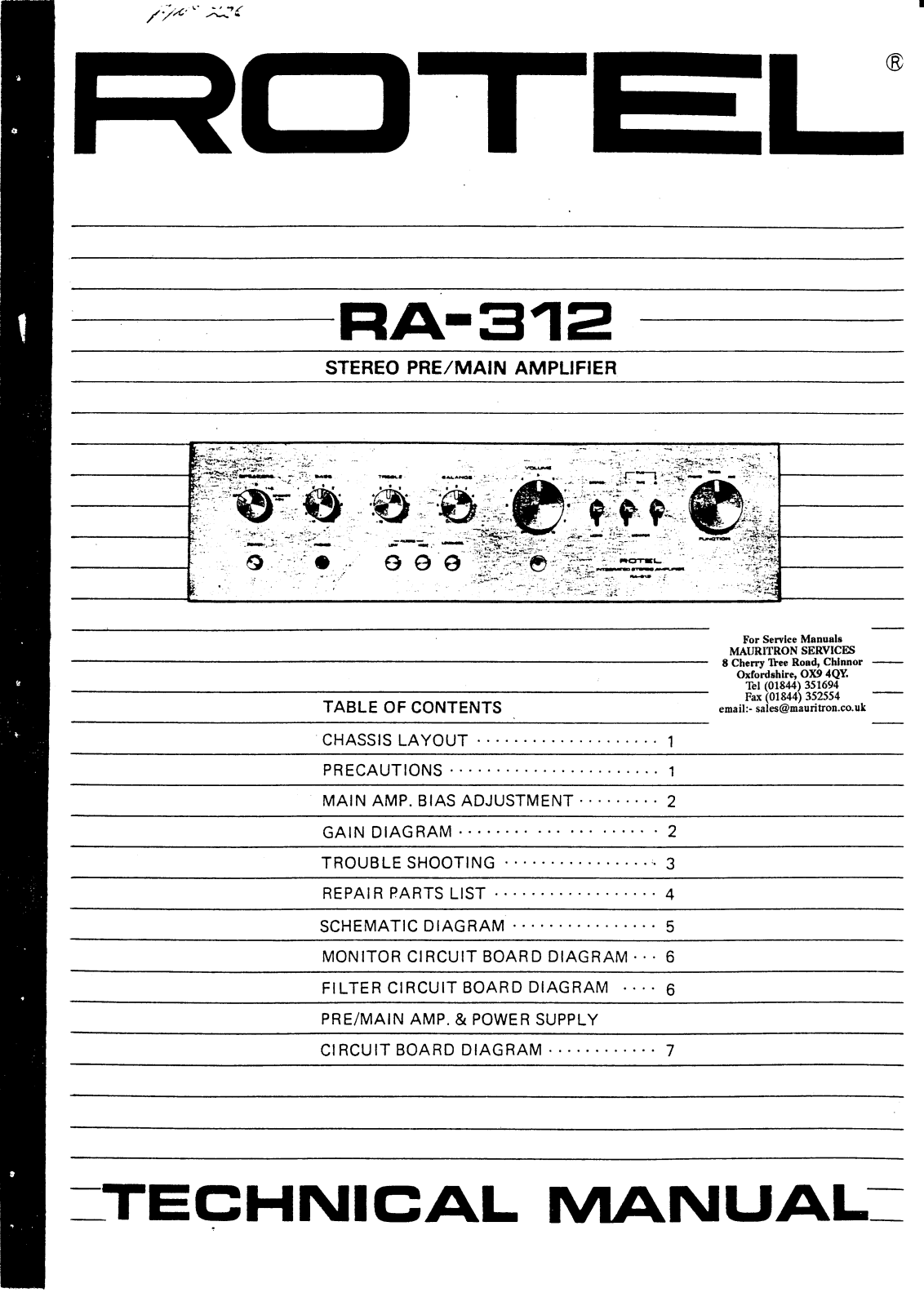 Rotel RA-312 Service manual