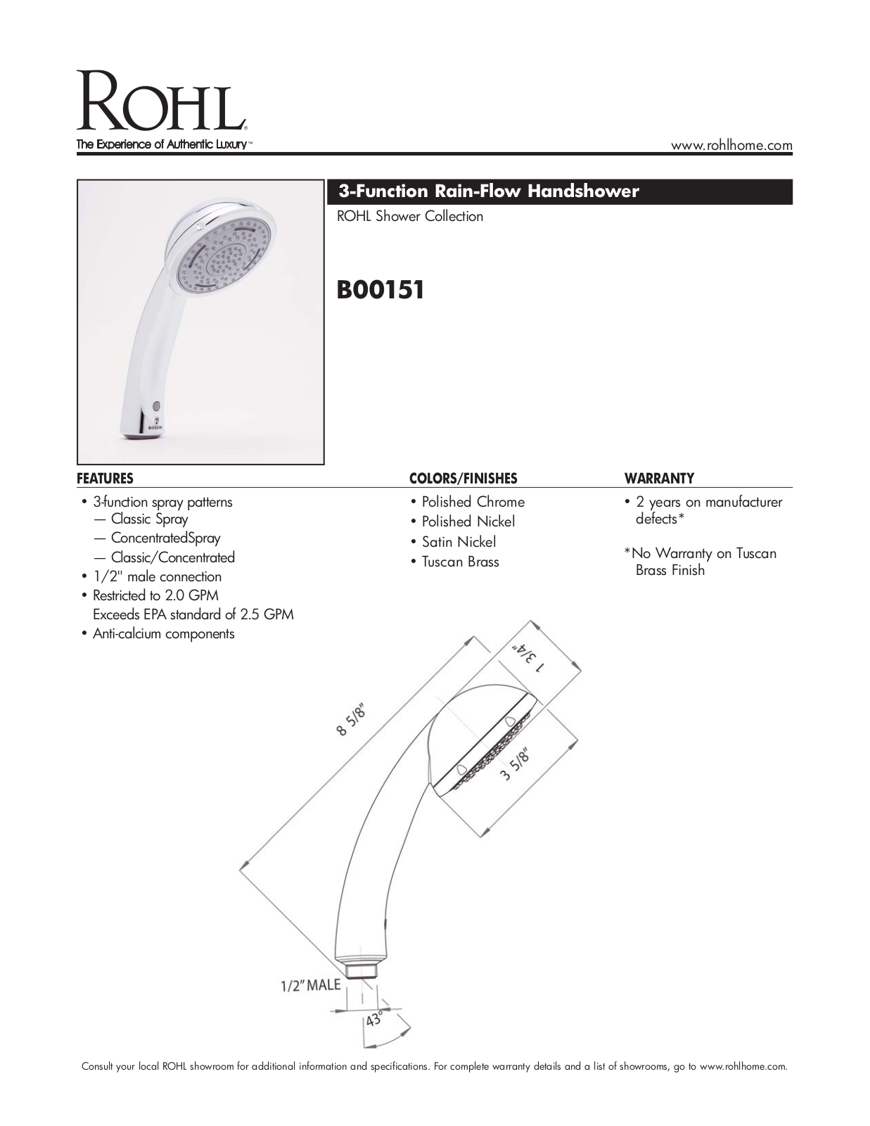 Rohl B00151TCB User Manual