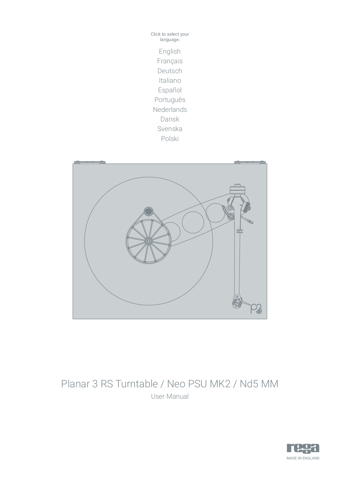 REGA Planar 3 RS Limited Edition User guide - ManualMachine.com