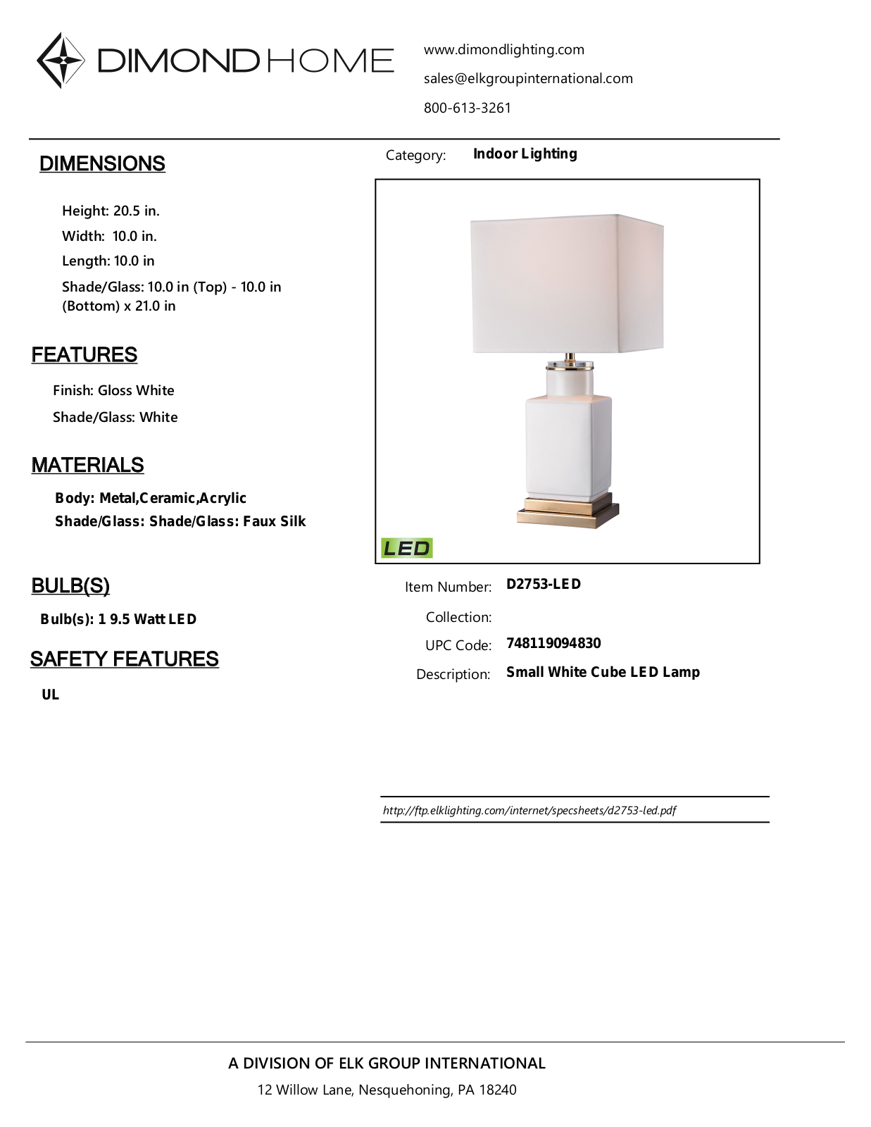 ELK Home D2753LED User Manual