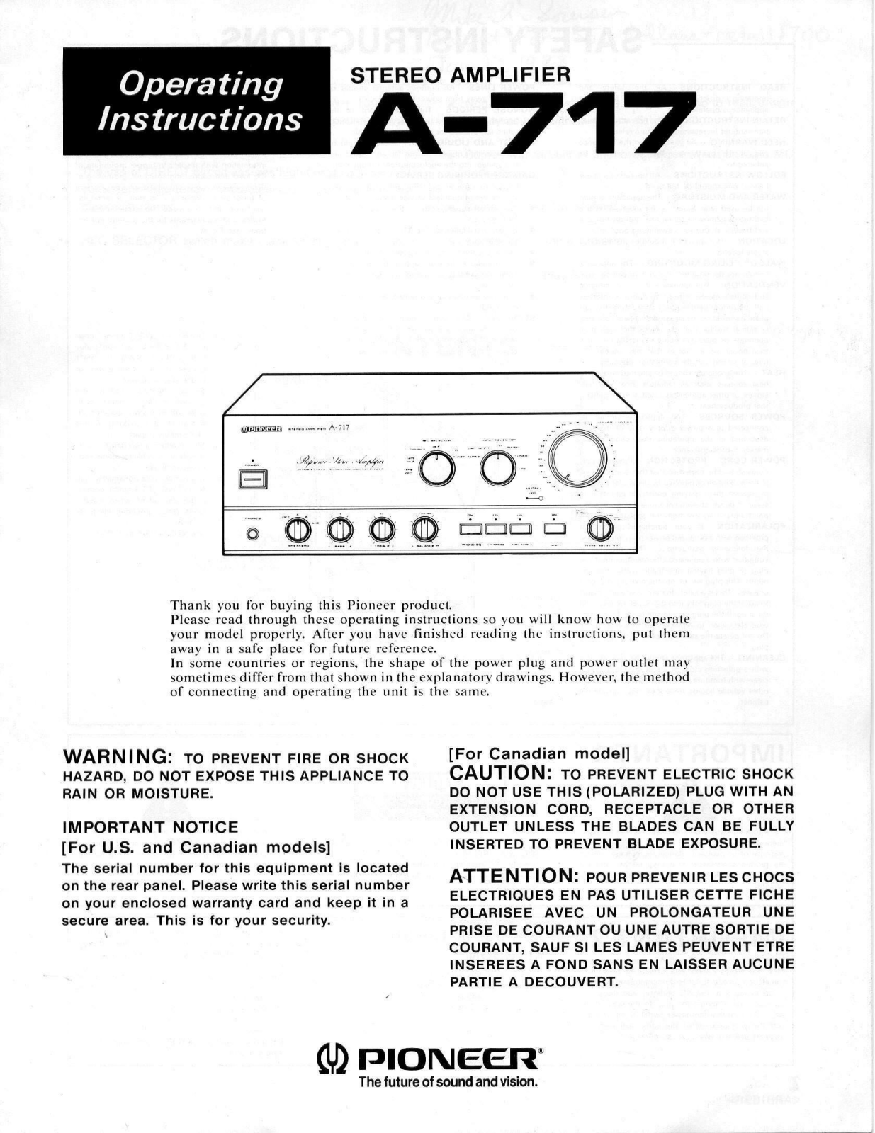 Pioneer A-717 Owners manual