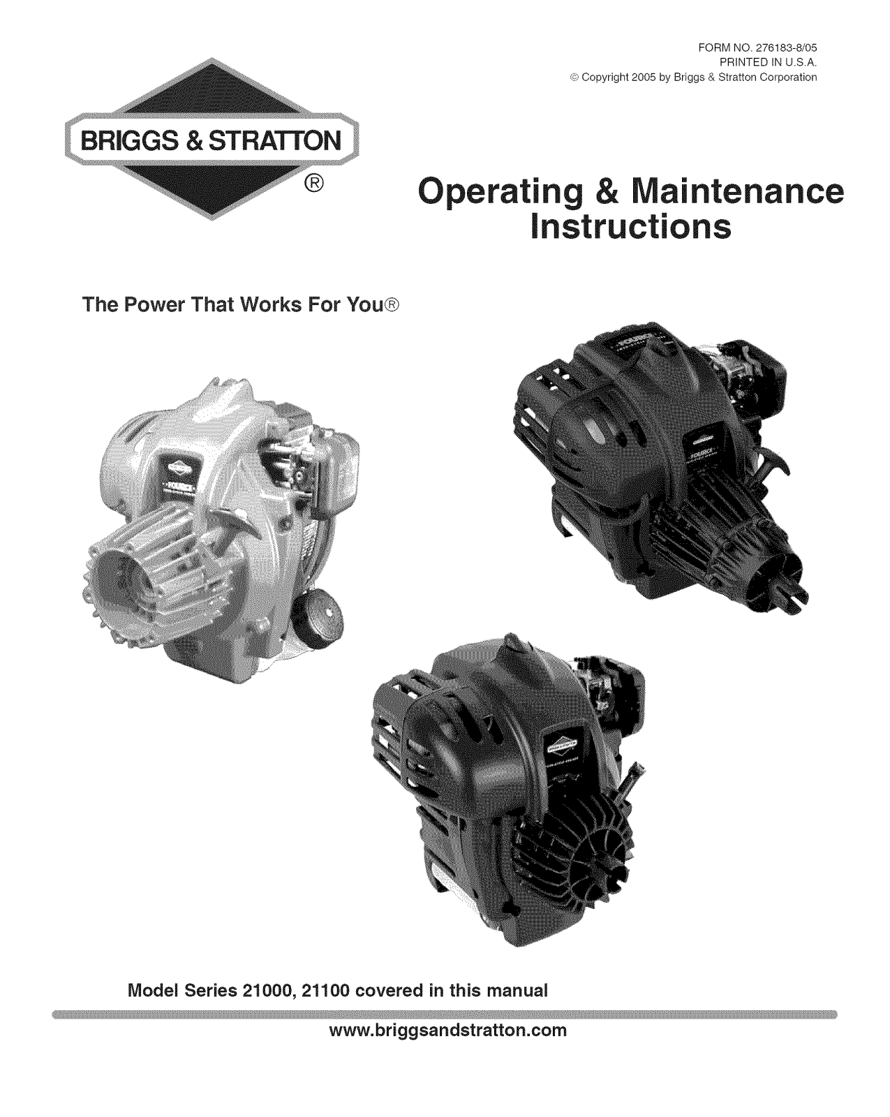 Briggs & Stratton 021132-0599-E1, 021032-0562-E1 Owner’s Manual