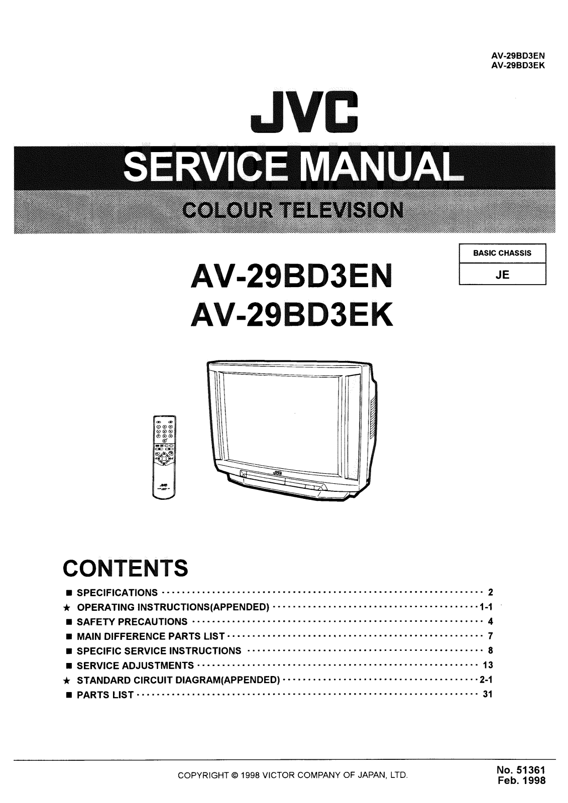 Jvc AV-29-BD-3 Service Manual