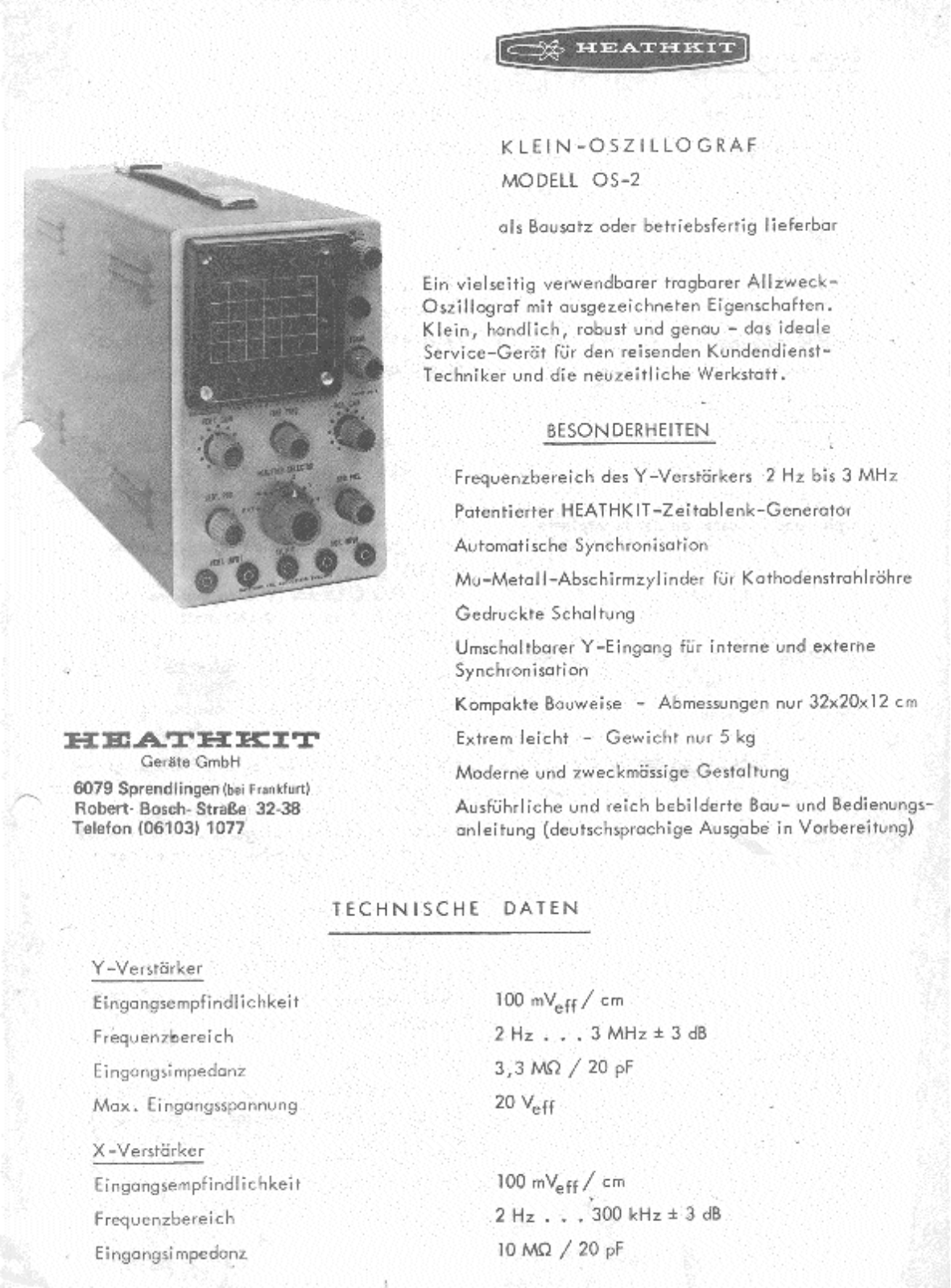 Heath Company OS-2 Schematic