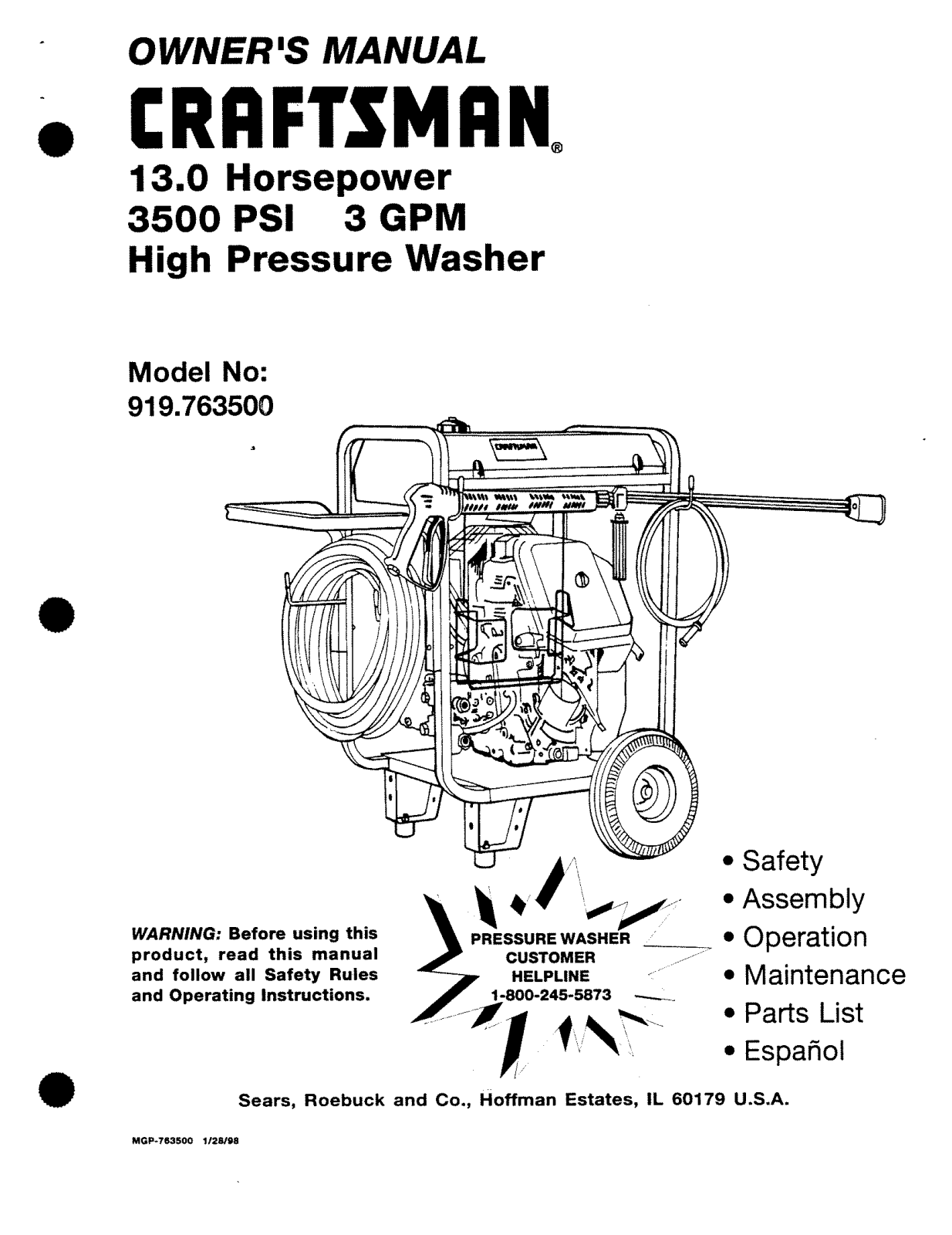 Craftsman MGP-743500 User Manual