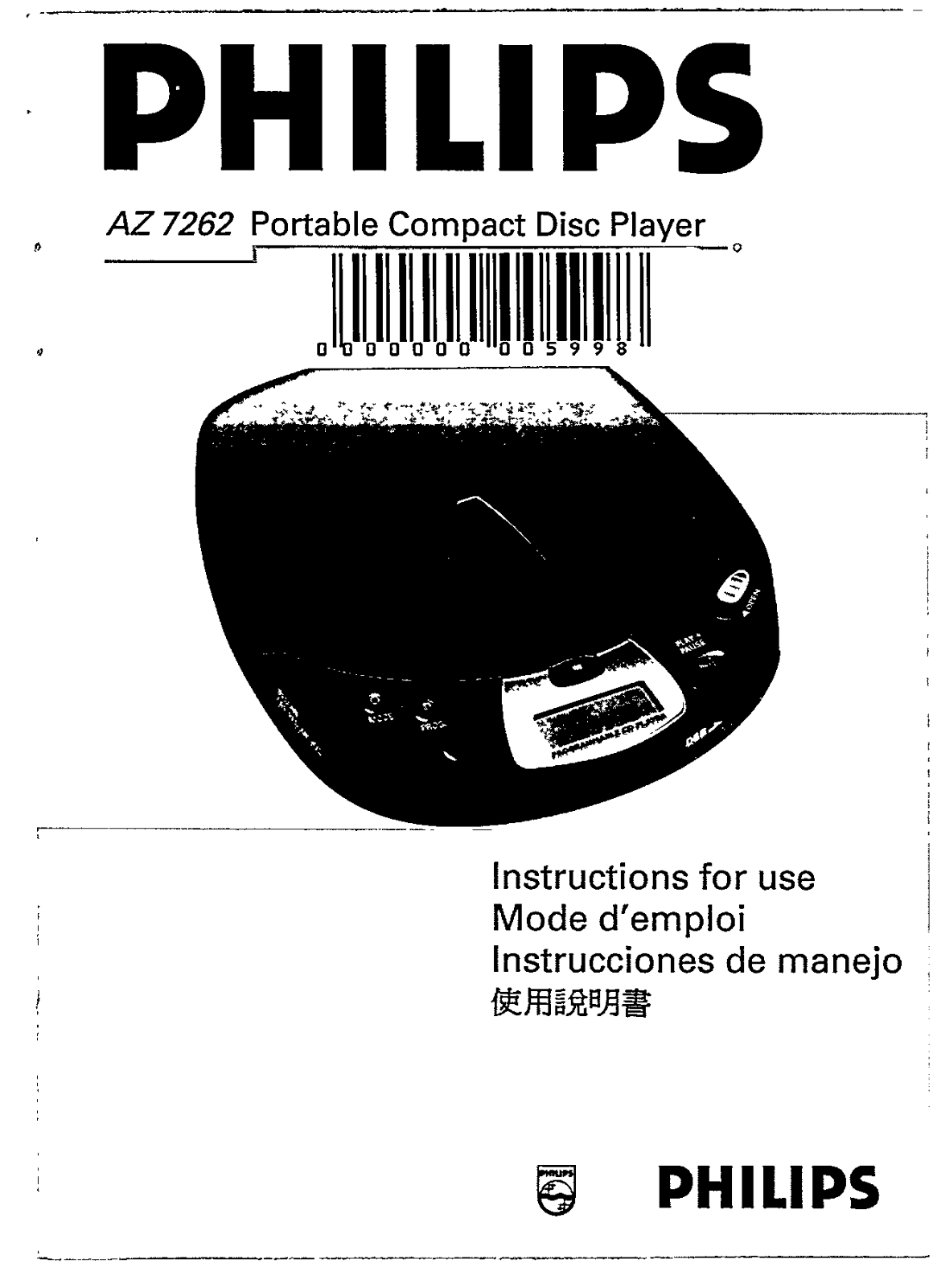 Philips AZ7262/05, AZ7262/00 User Manual