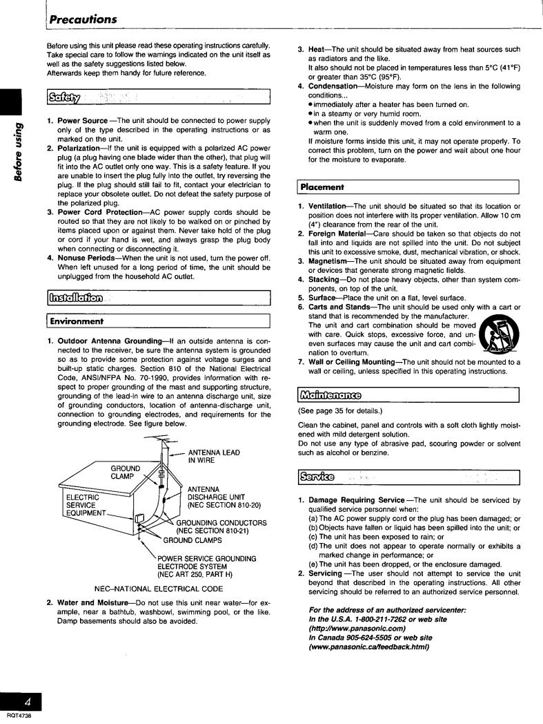 Panasonic SA-AK47 User Manual