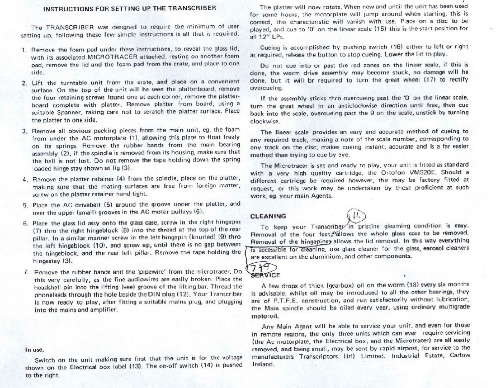 Transcriptors Transcriber Owners manual - ManualMachine.com