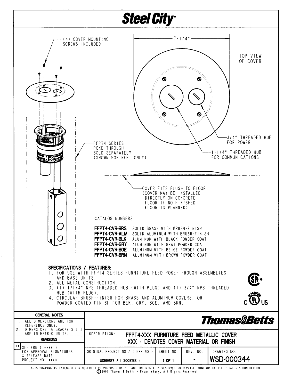 Thomas & Betts FFPT4-XXX Data Sheet