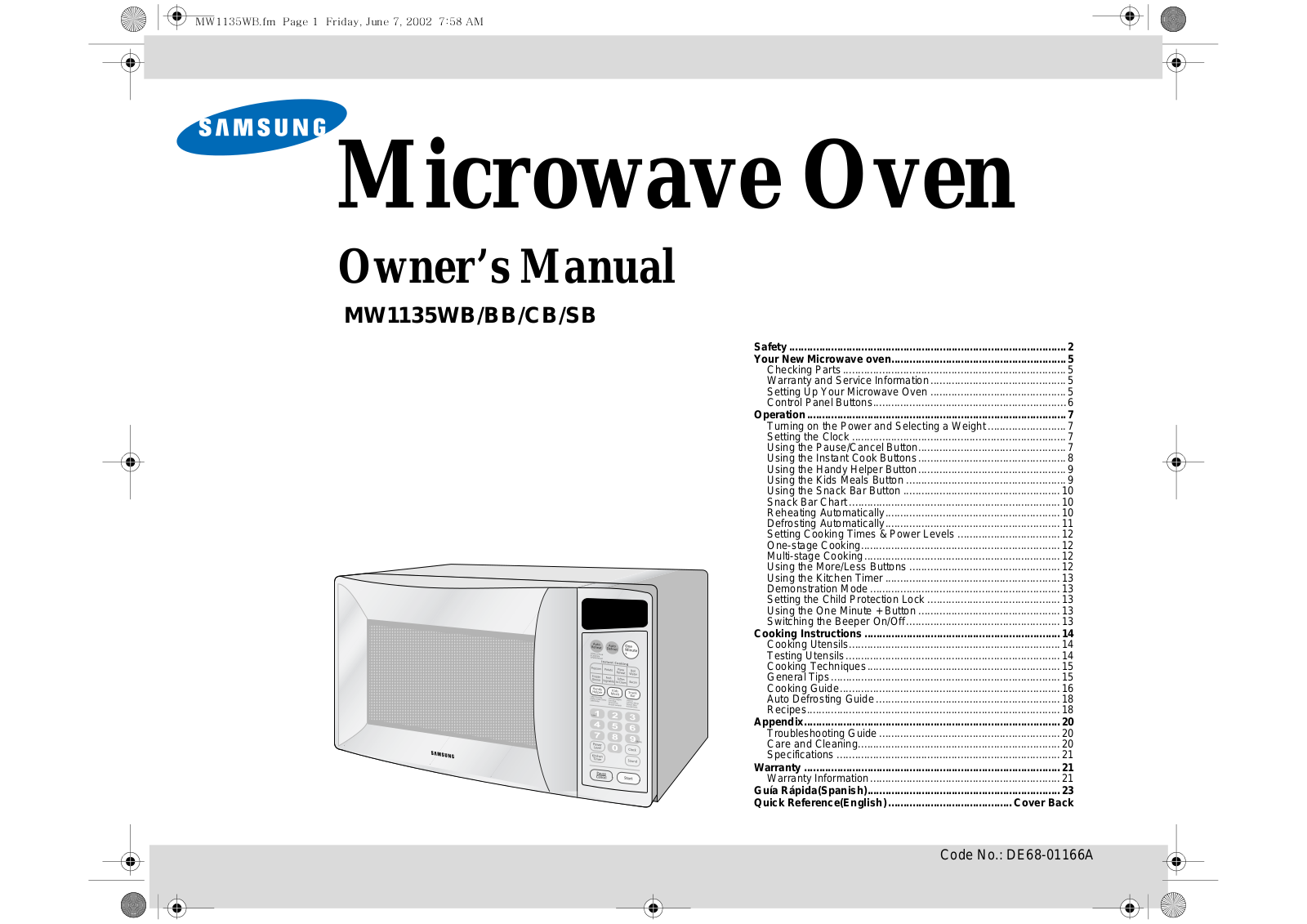 Samsung MW1135WB User Manual