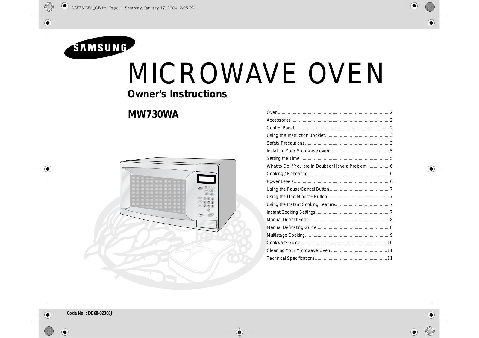 Samsung MW730WA User Manual