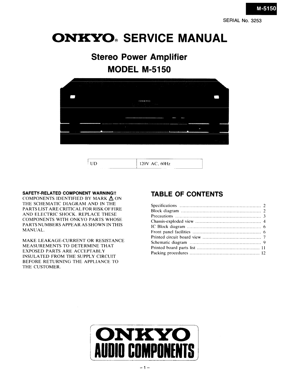 Onkyo M-5150 Service manual