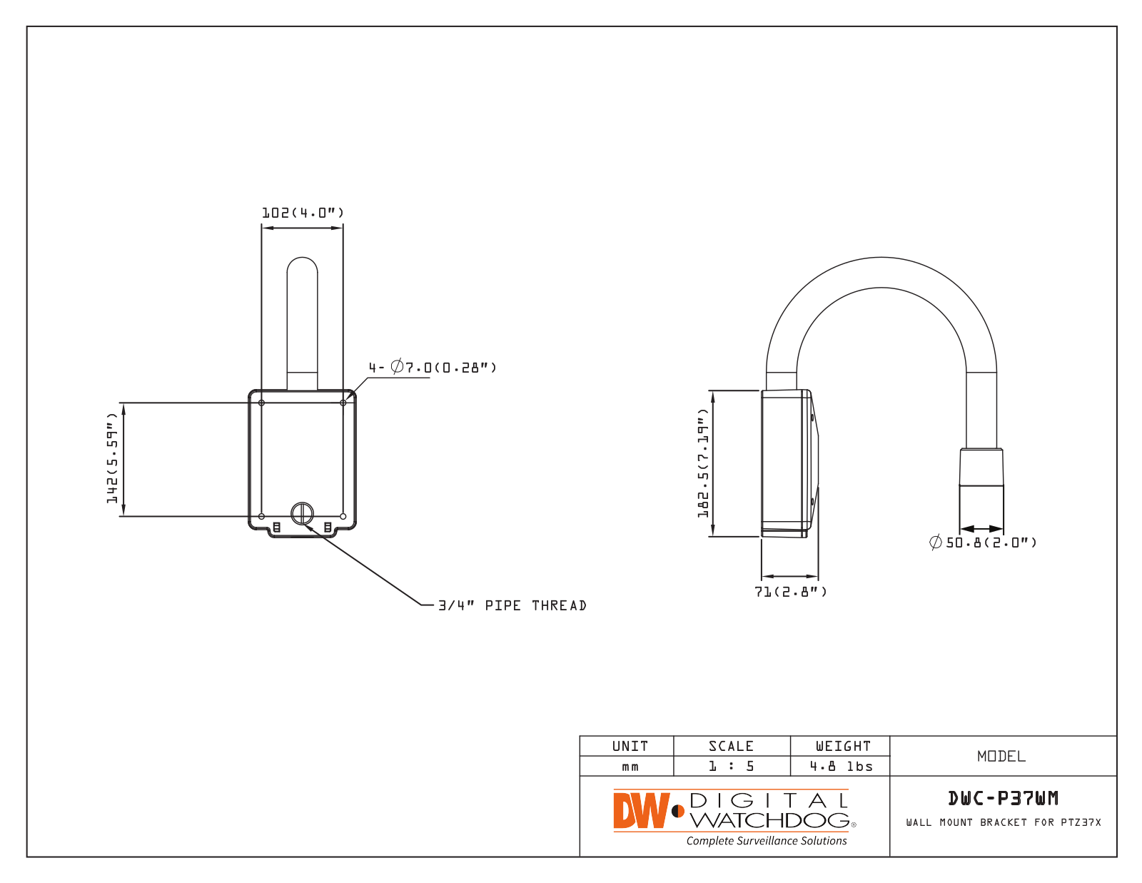 Digital Watchdog DWC-P37WM Specsheet