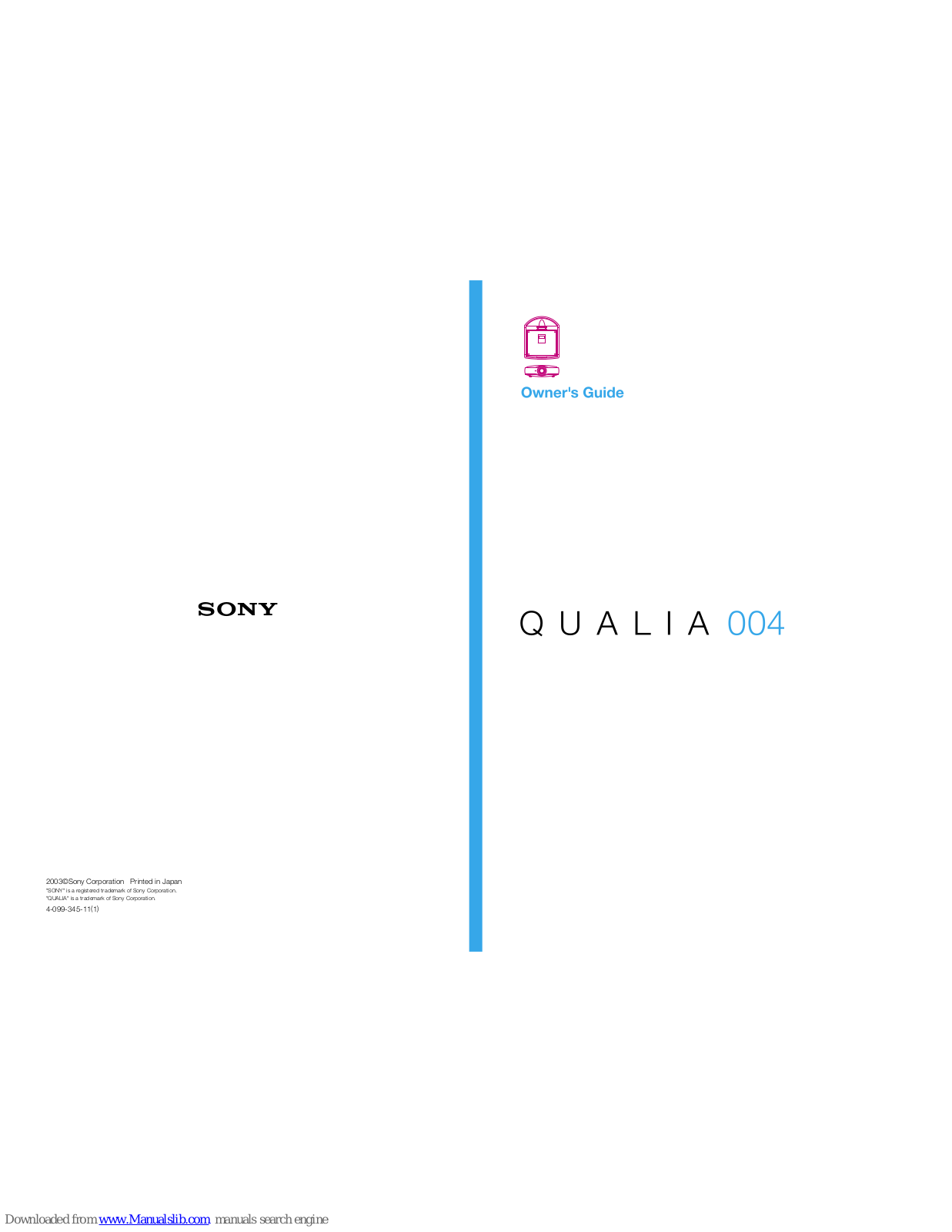 Sony QUALINA 004 Owner's Manual