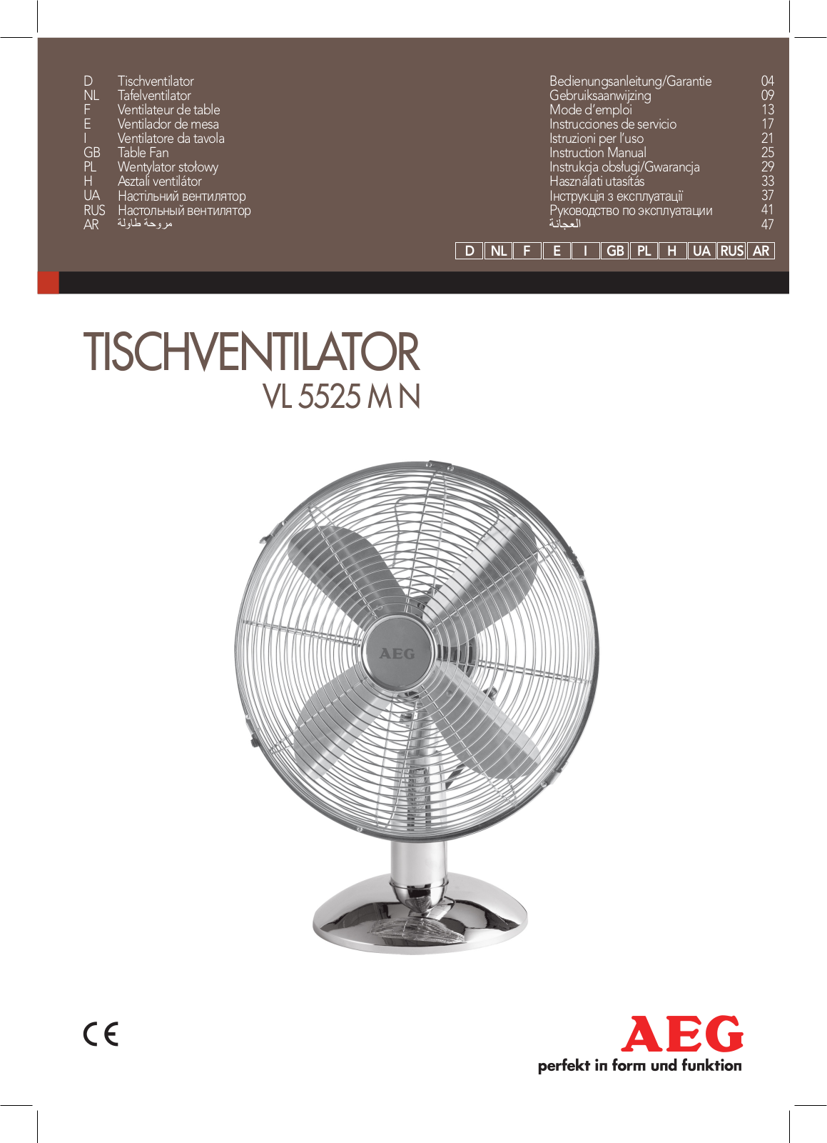 AEG VL 5525 M N operation manual