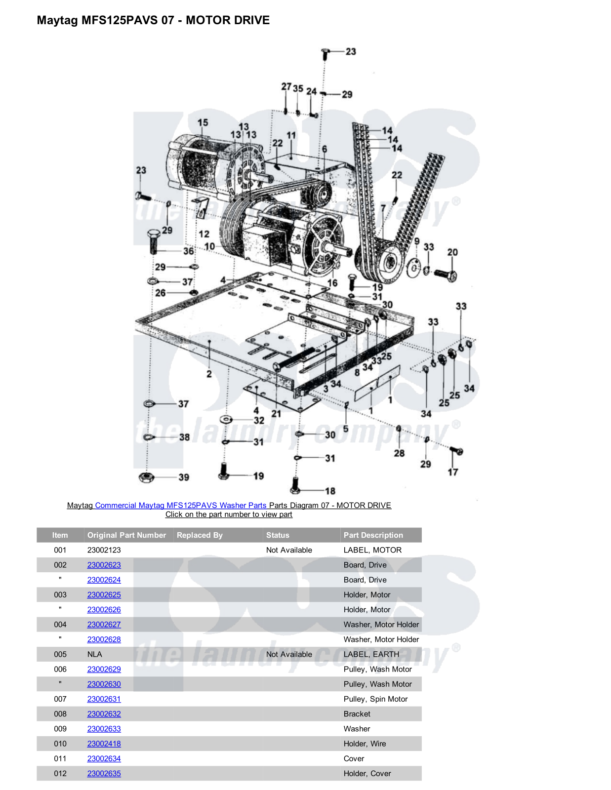 Maytag MFS125PAVS Parts Diagram