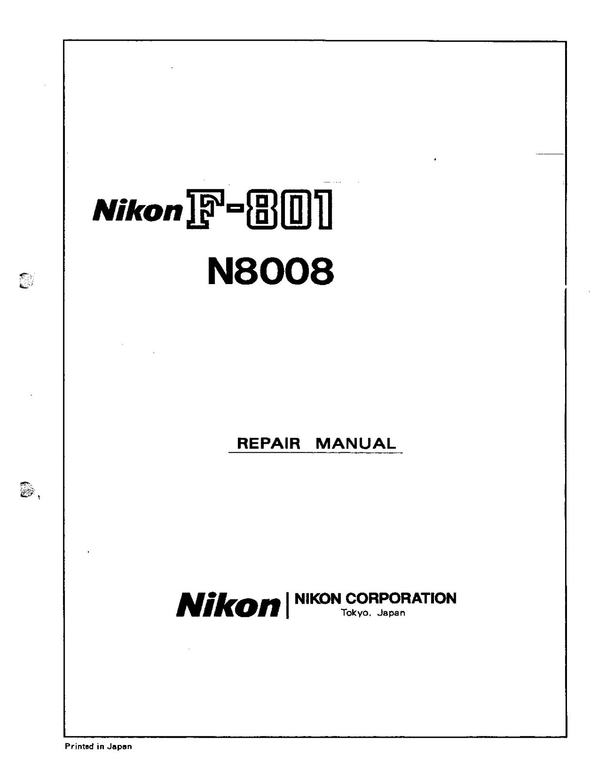 Nikon F801 Repair Manual