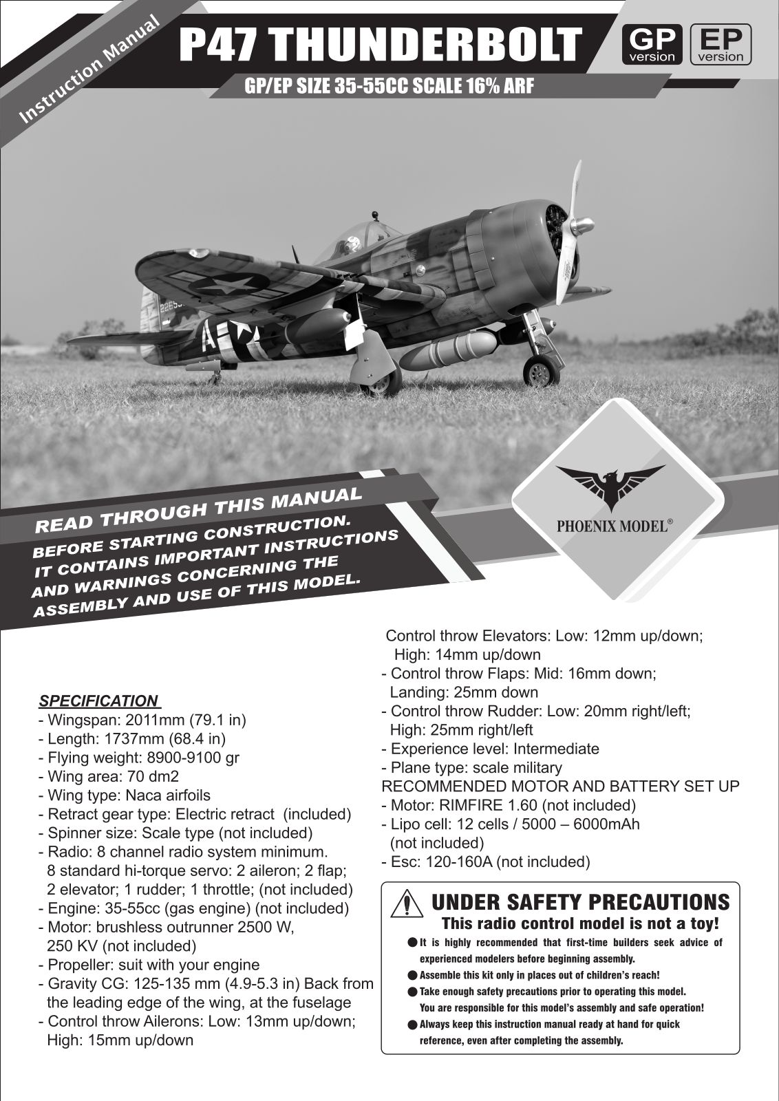 Phoenix Model P47 Thunder Bolt User guide - ManualMachine.com