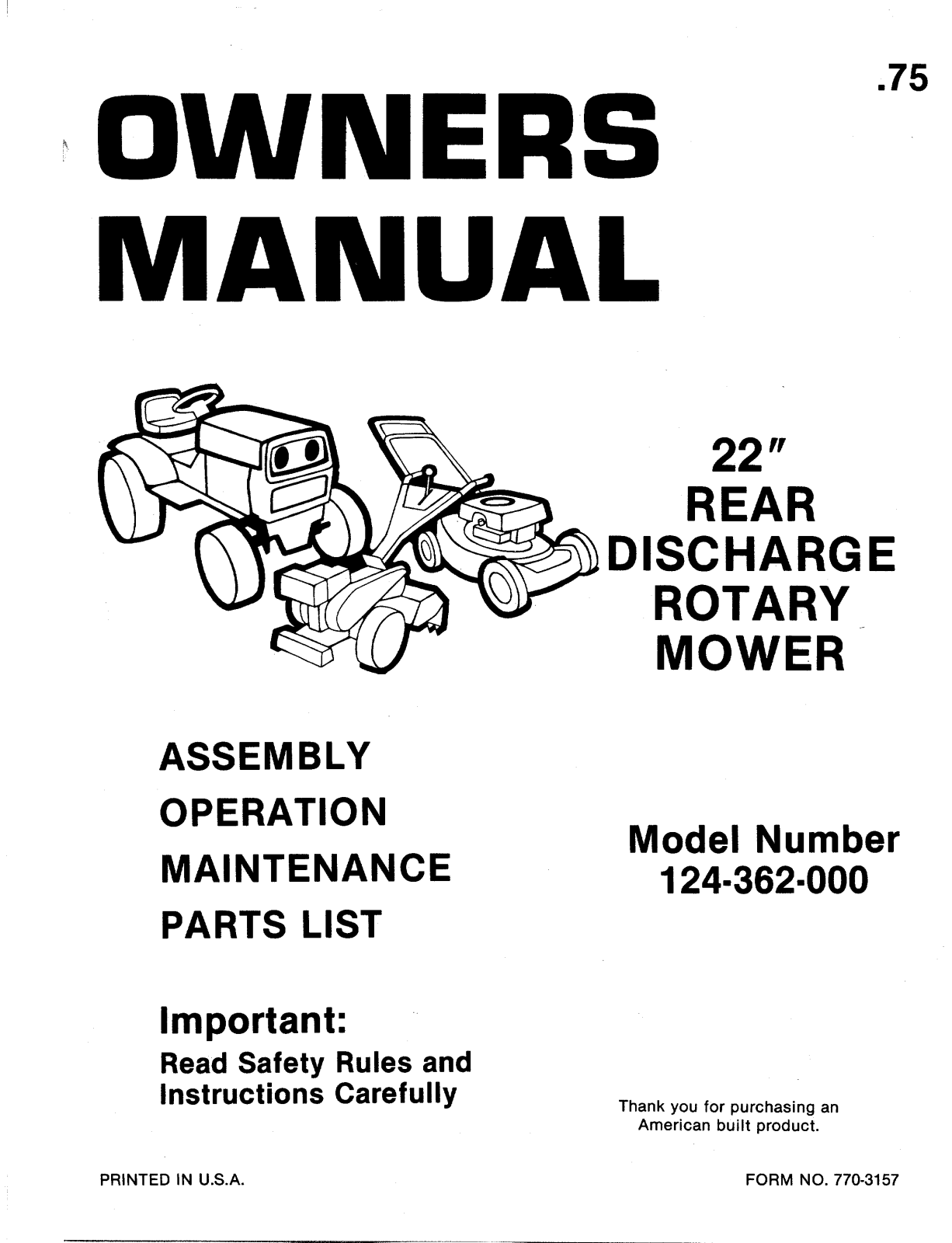 MTD 124-362-000 User Manual