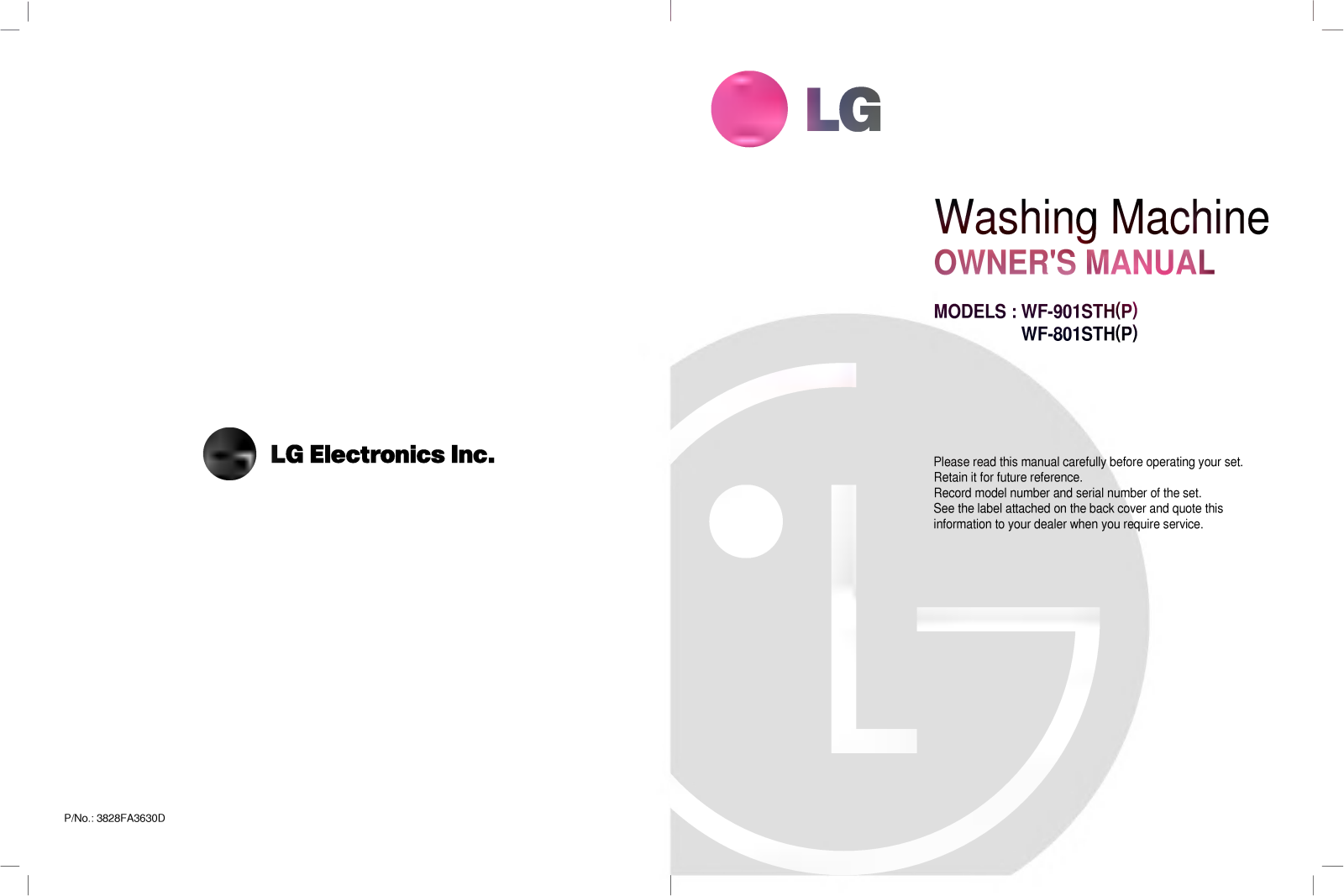 LG WF-801STH Instruction manual