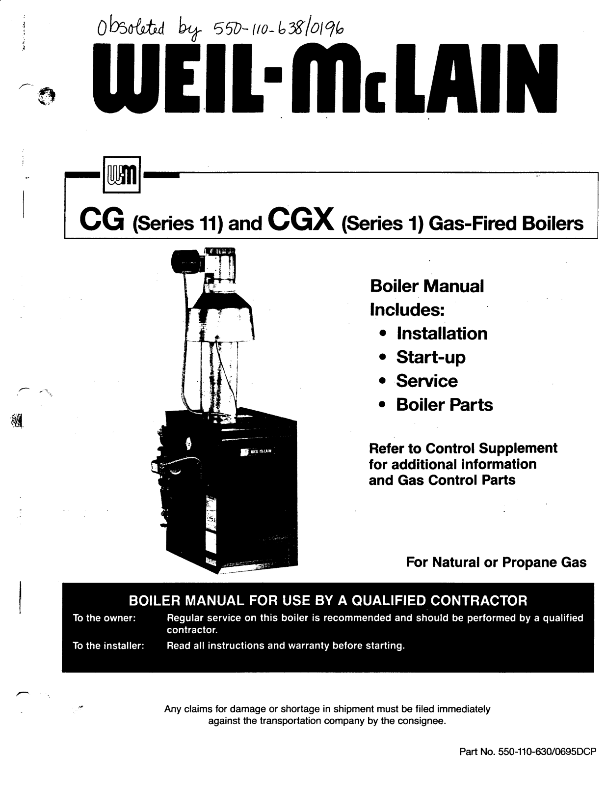 Weil-McLain CGX-1, CG-11 User Manual