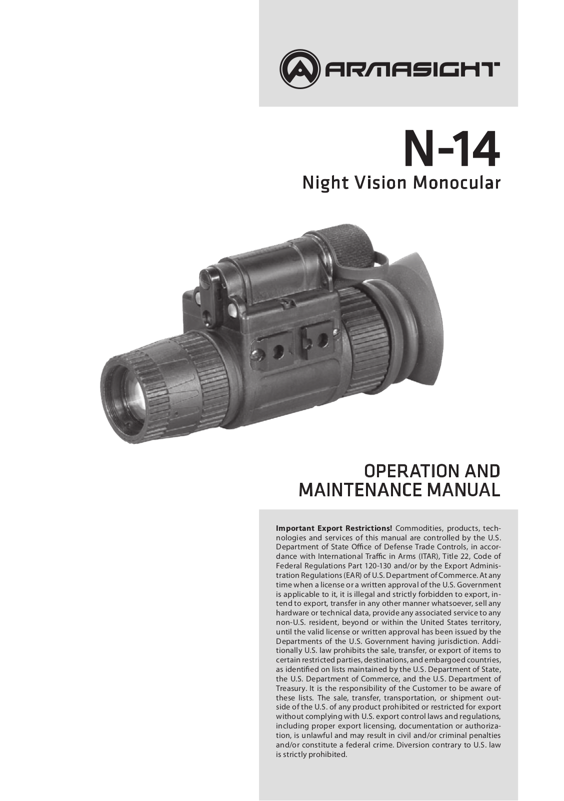 Armasight NSMN140001F6DA1 User Manual