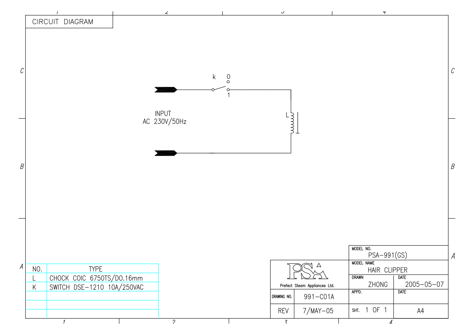 Vitek PSA-991 Circuit diagrams