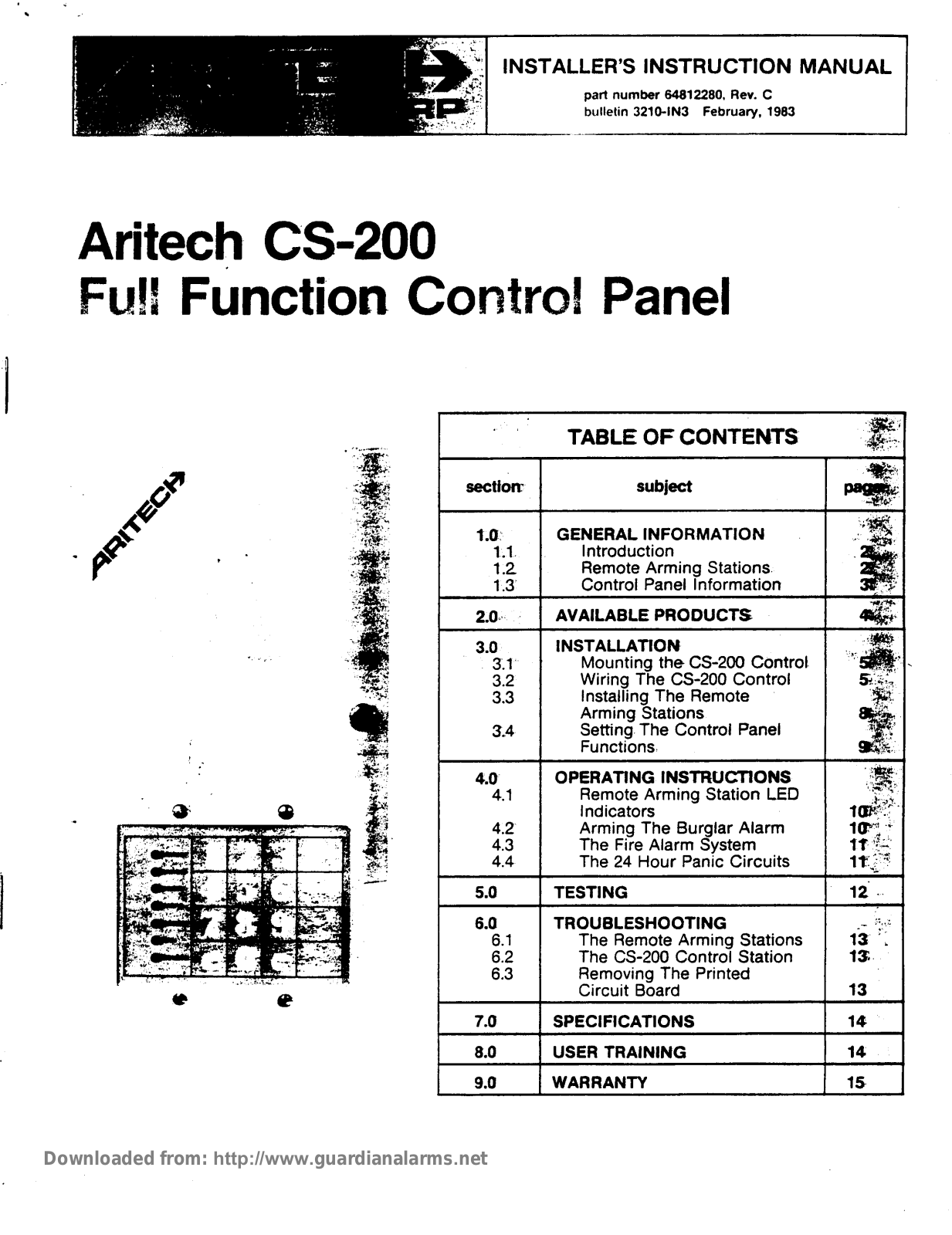 Aritech CS-200 Installation Manual