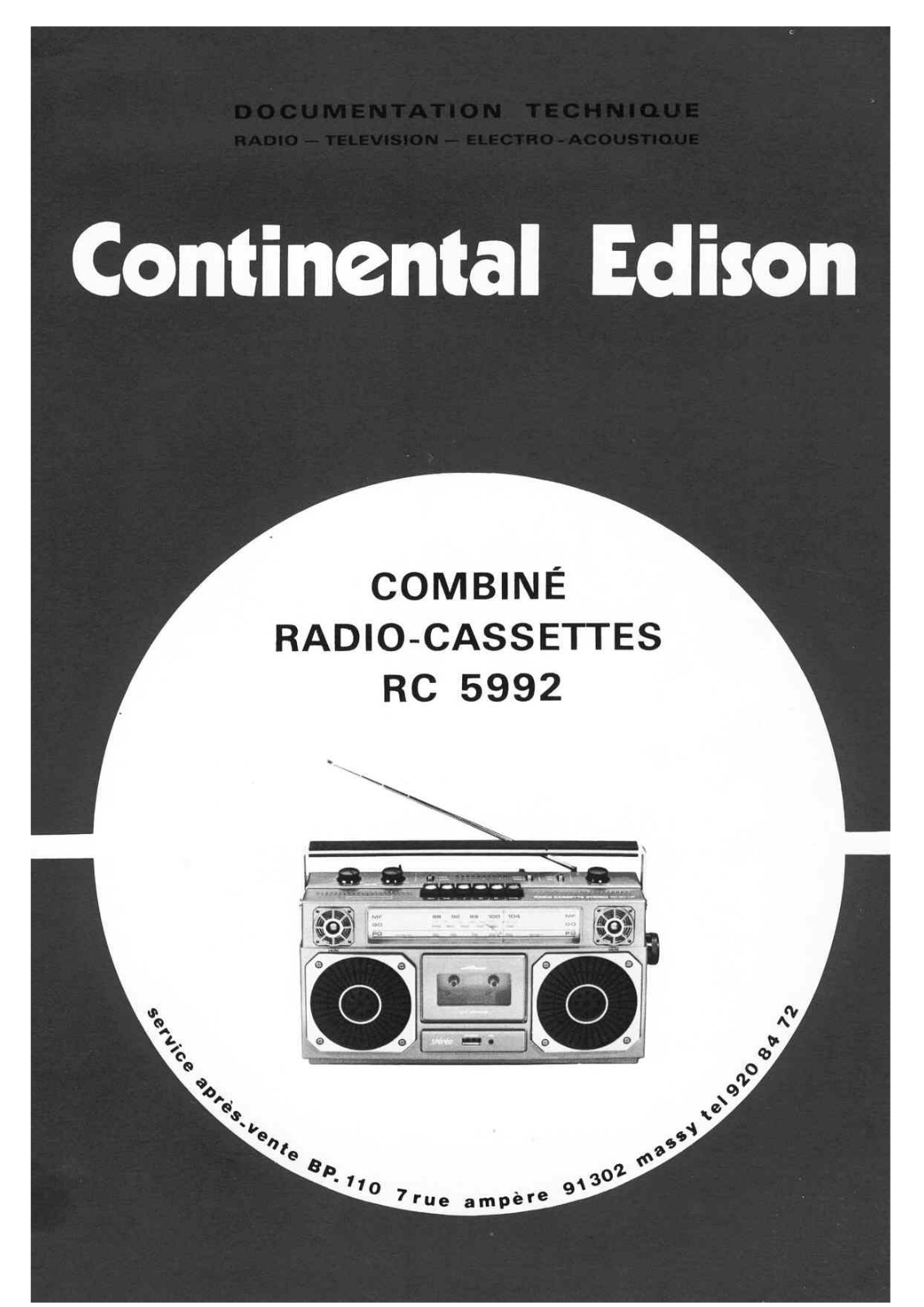 Continental Edison RC-5992 Service Manual