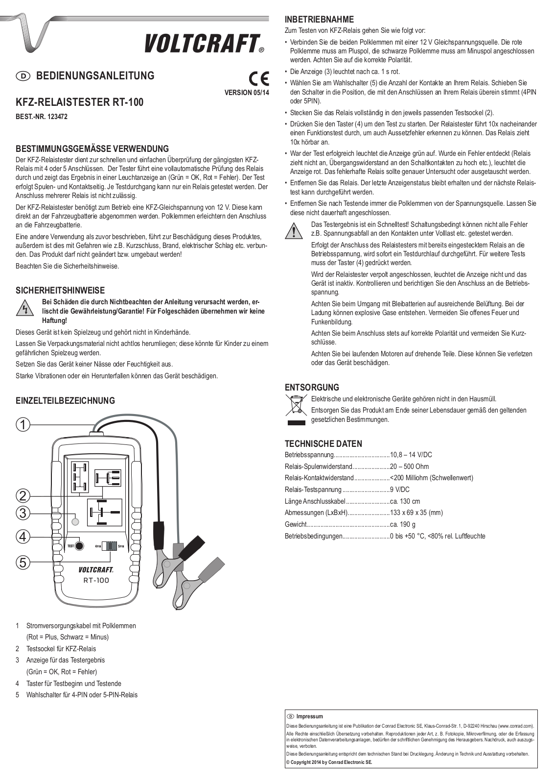 VOLTCRAFT RT-100 User guide