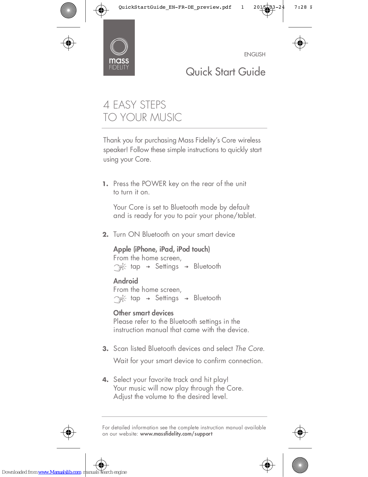 MASS FIDELITY Core Quick Start Manual - ManualMachine.com