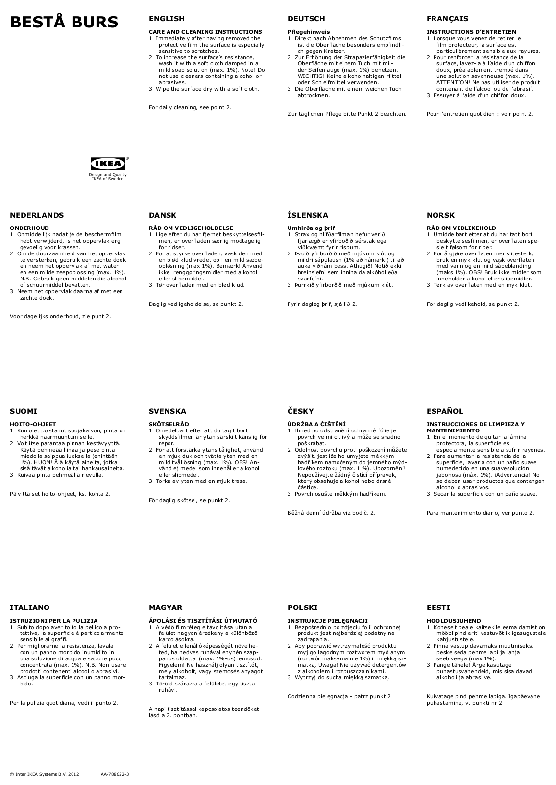 Ikea 70245339, 40284030, 10116081 User Manual