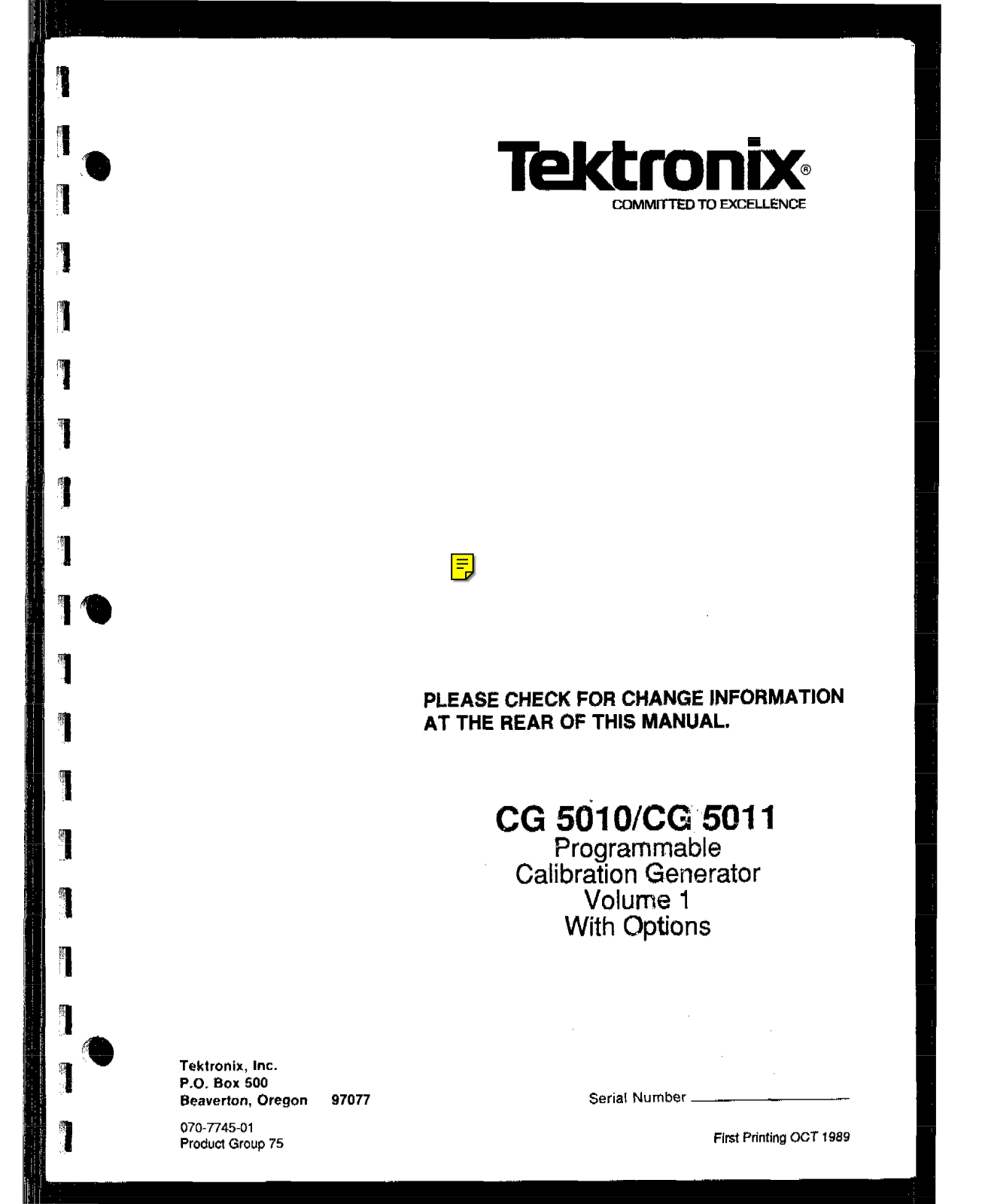 Tektronix CG5011 Operations Guide