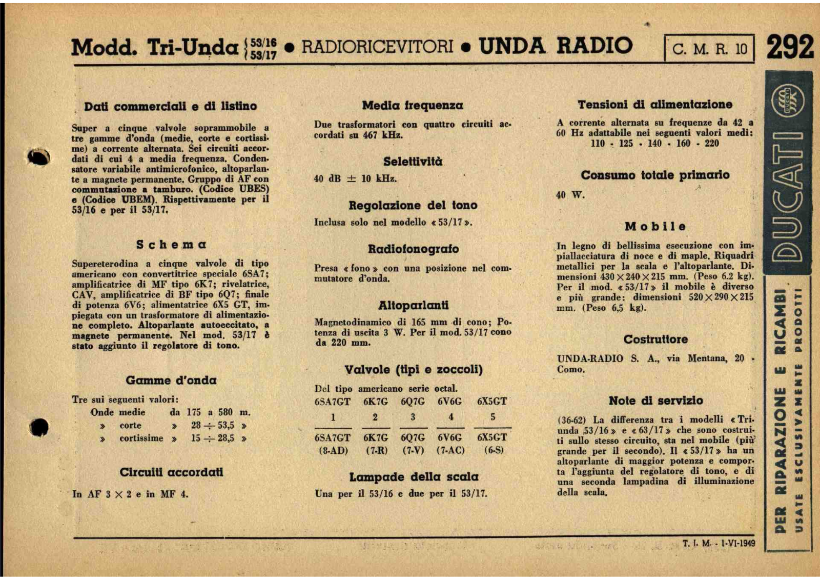 Unda Radio 53 16, 53 17 schematic