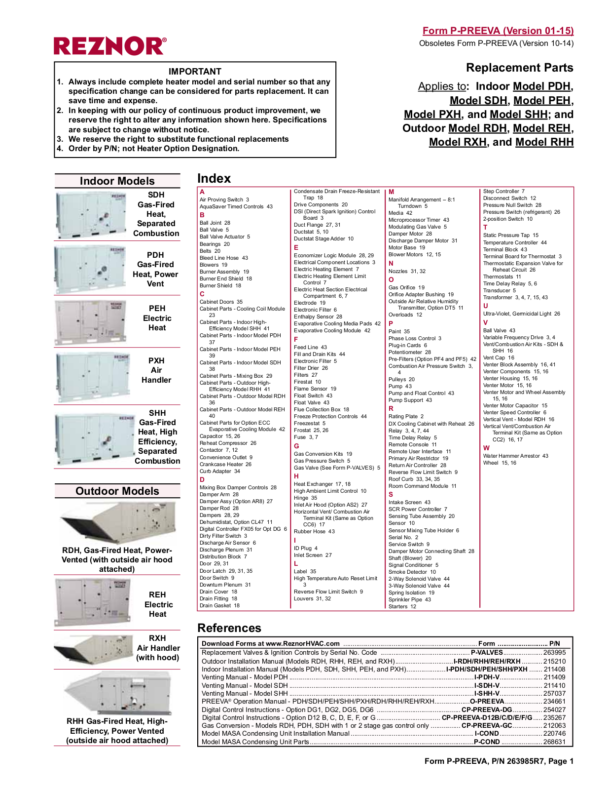 Reznor SDH User Manual