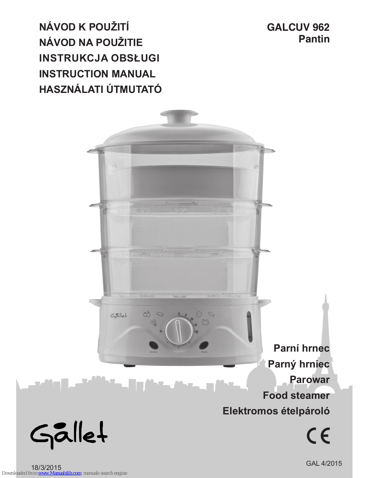 Gallet GALCUV 962 Pantin Instruction Manual