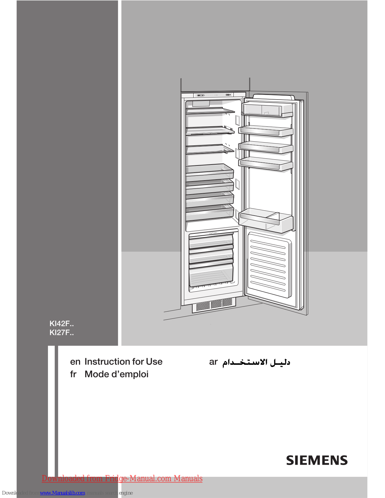 Siemens KI42FP60,KI27F Series,KI42F Series Instructions For Use Manual