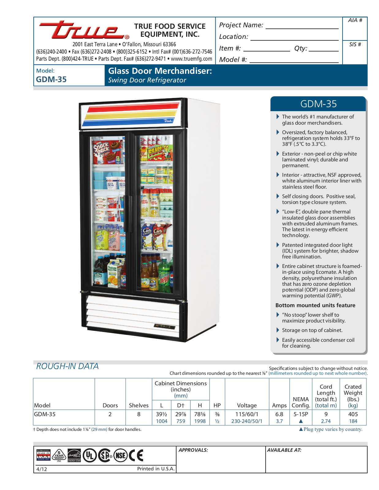 True GDM-35 User Manual