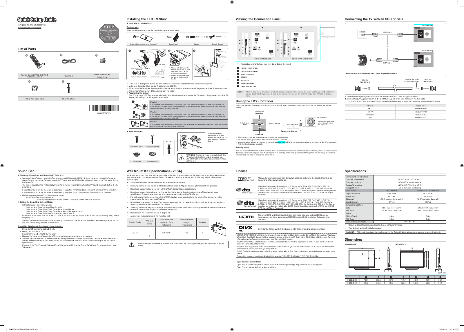 Samsung HG32ND478 User Manual