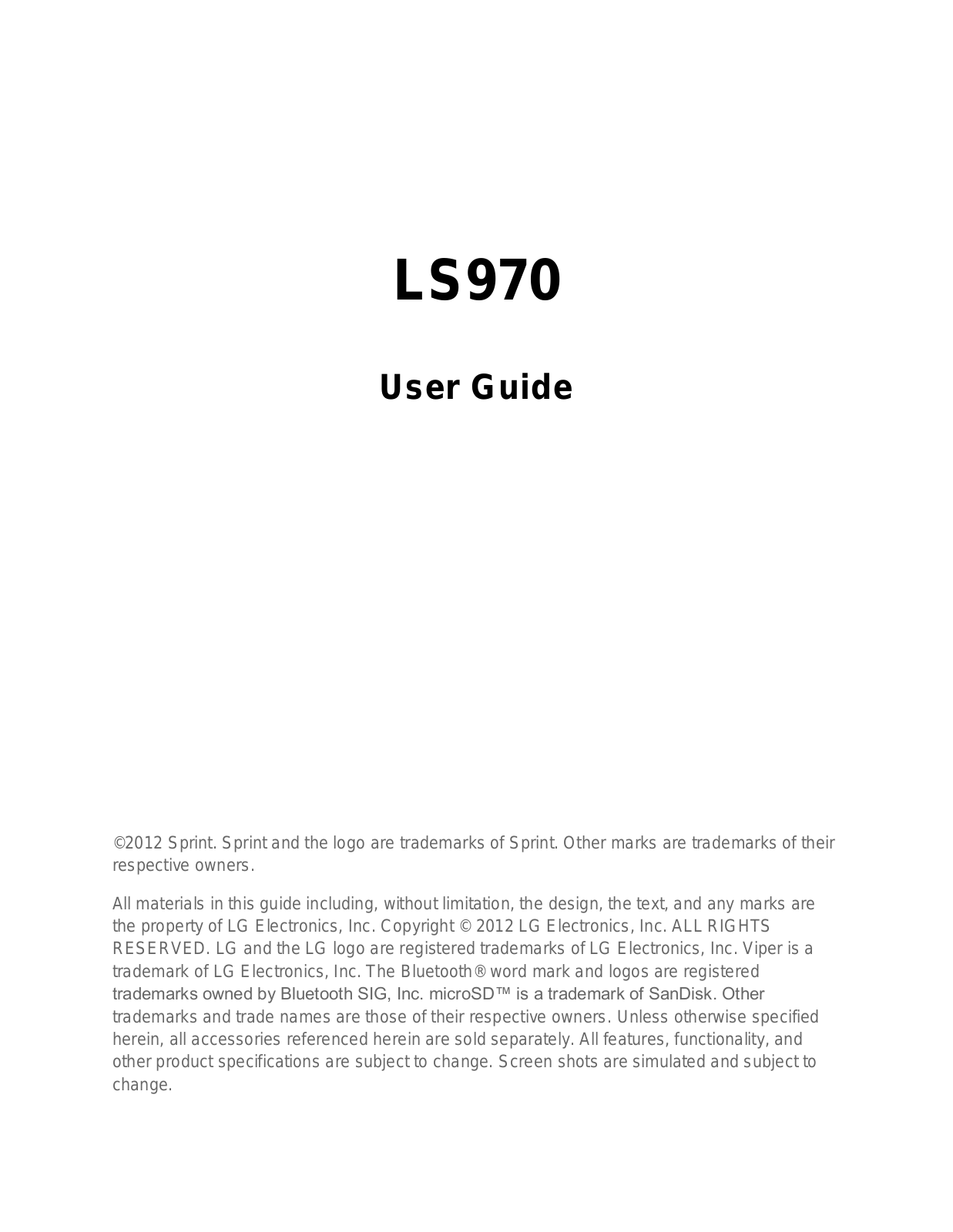 LG LS970 Users manual