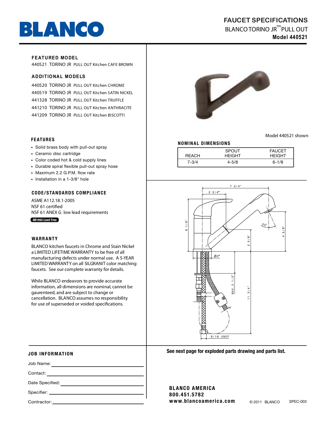 Blanco 441210 Specs - ManualMachine.com