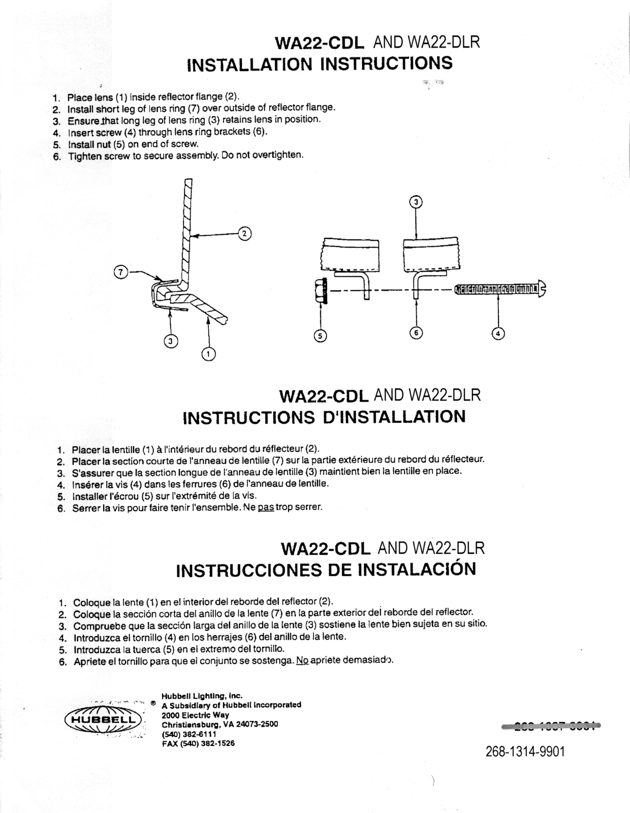 Hubbell lighting WA22-CDL, DLR User Manual