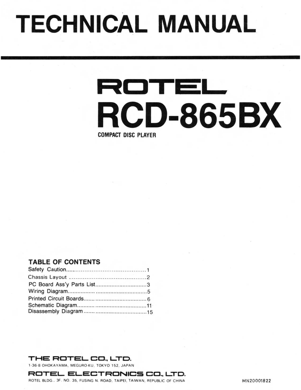 Rotel RCD-865-BX Service manual