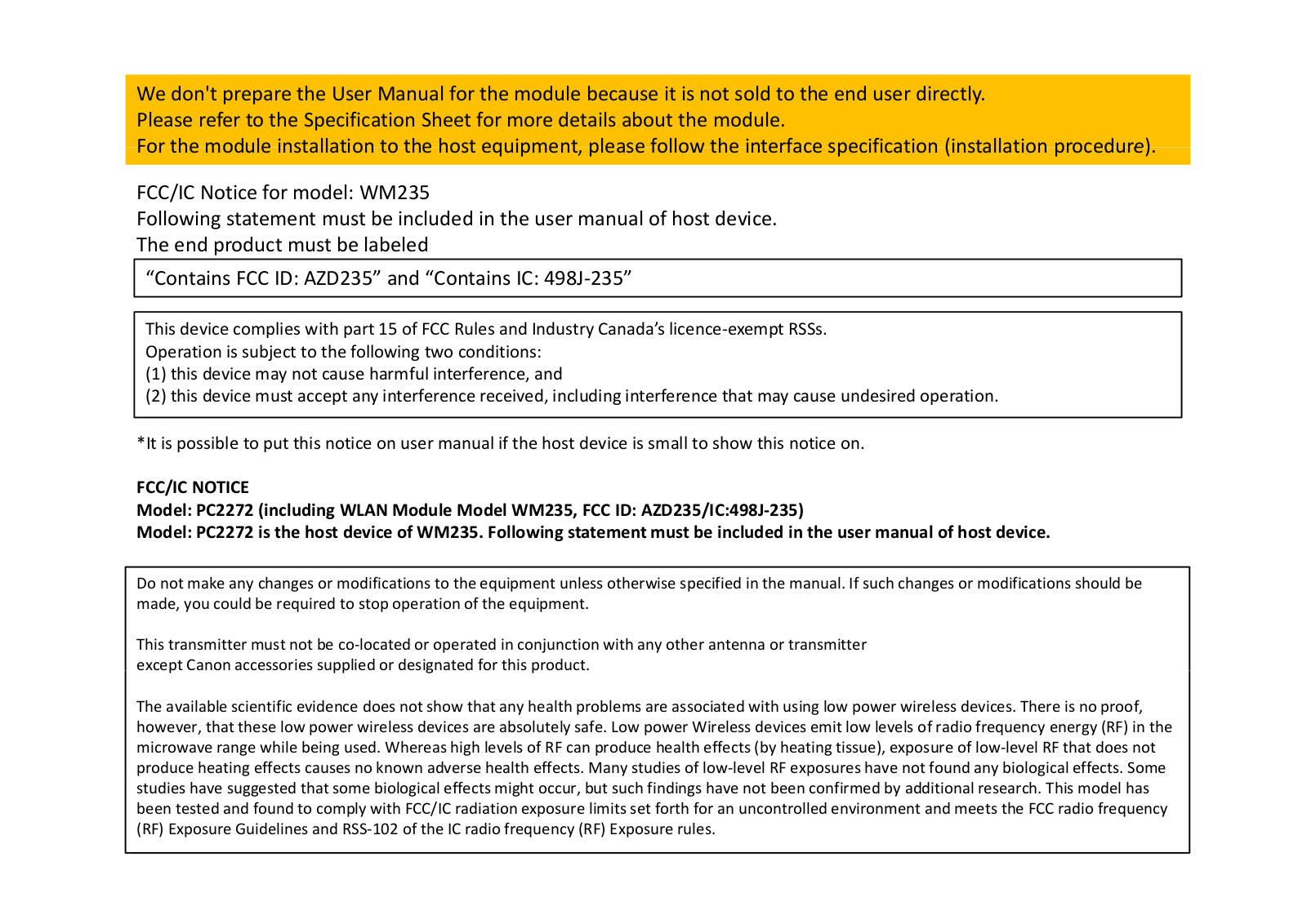 Canon 235 User Manual