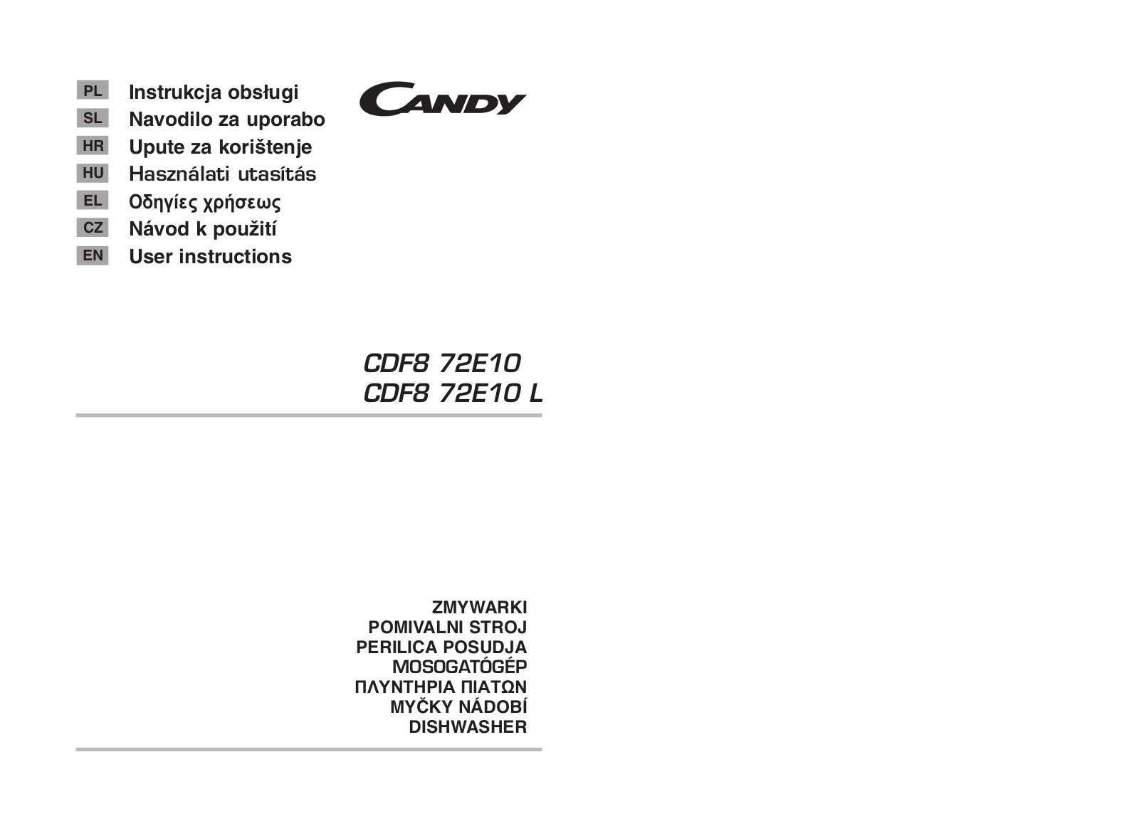 Candy CDF8 72E10L-S User Manual