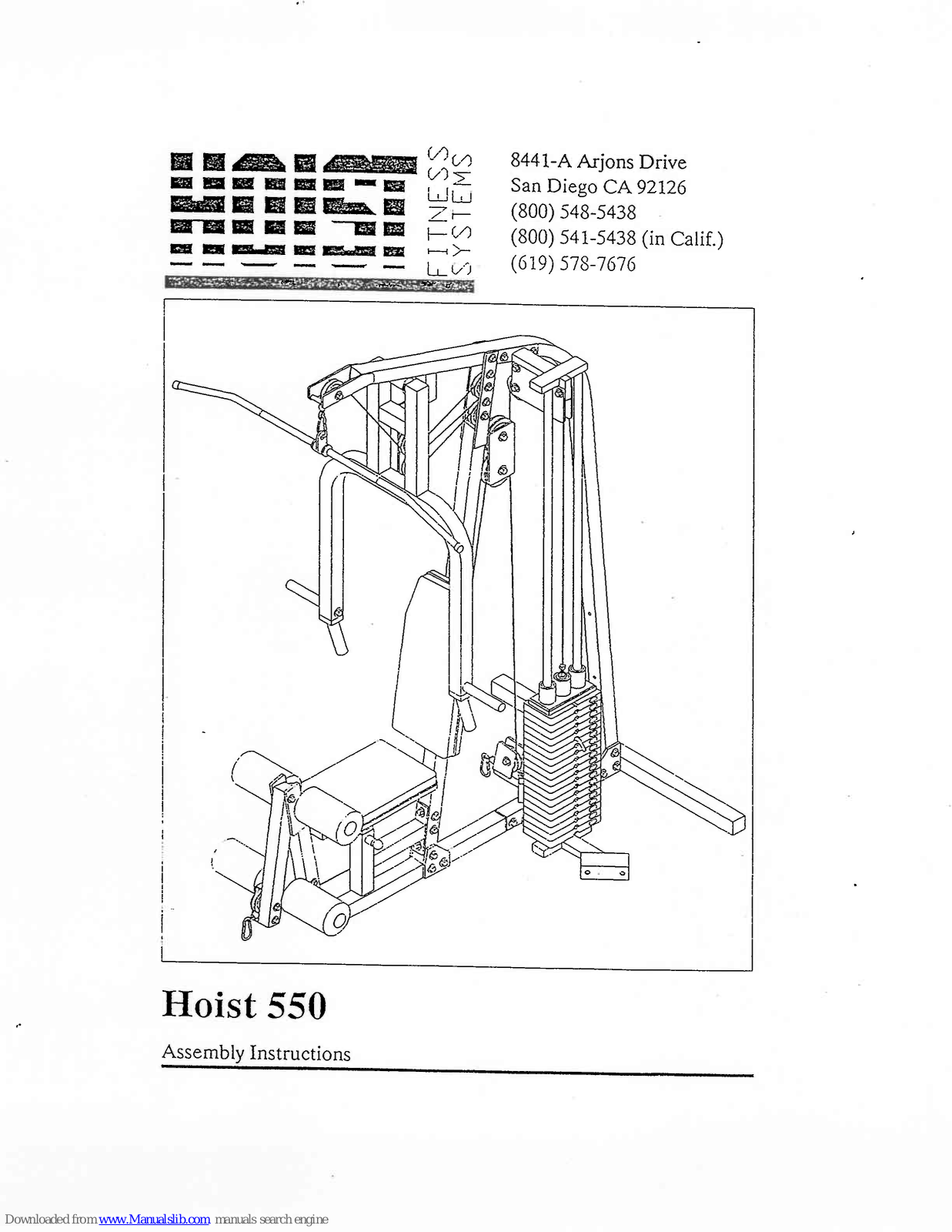 Hoist Fitness 550 Assembly Instructions Manual